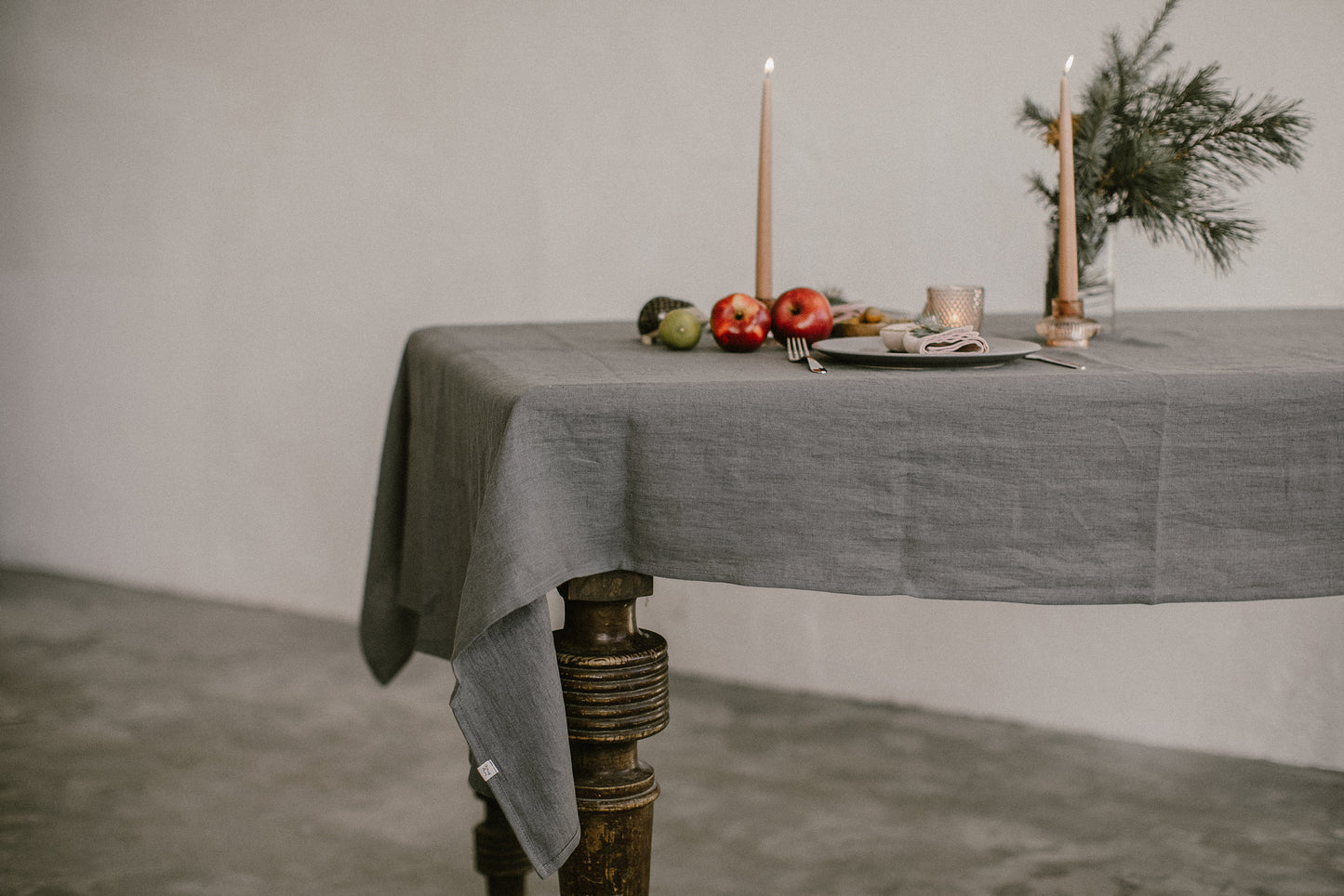 Natural linen tablecloth for celebrations
