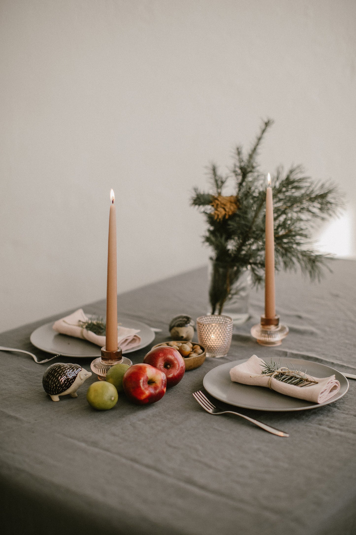 Natural linen tablecloth for celebrations