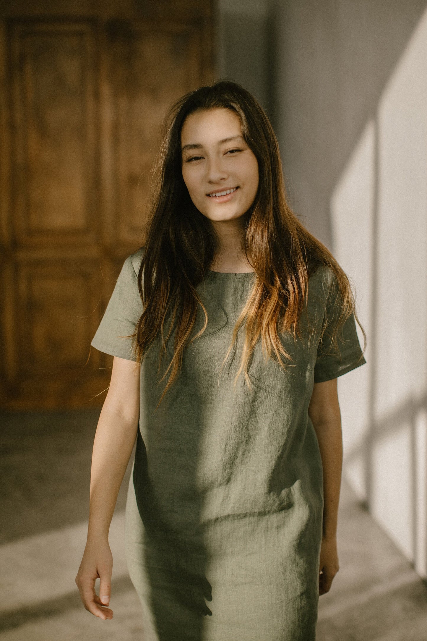 Oversized simple linen dress for summer ALISA, size 34/READY TO SHIP