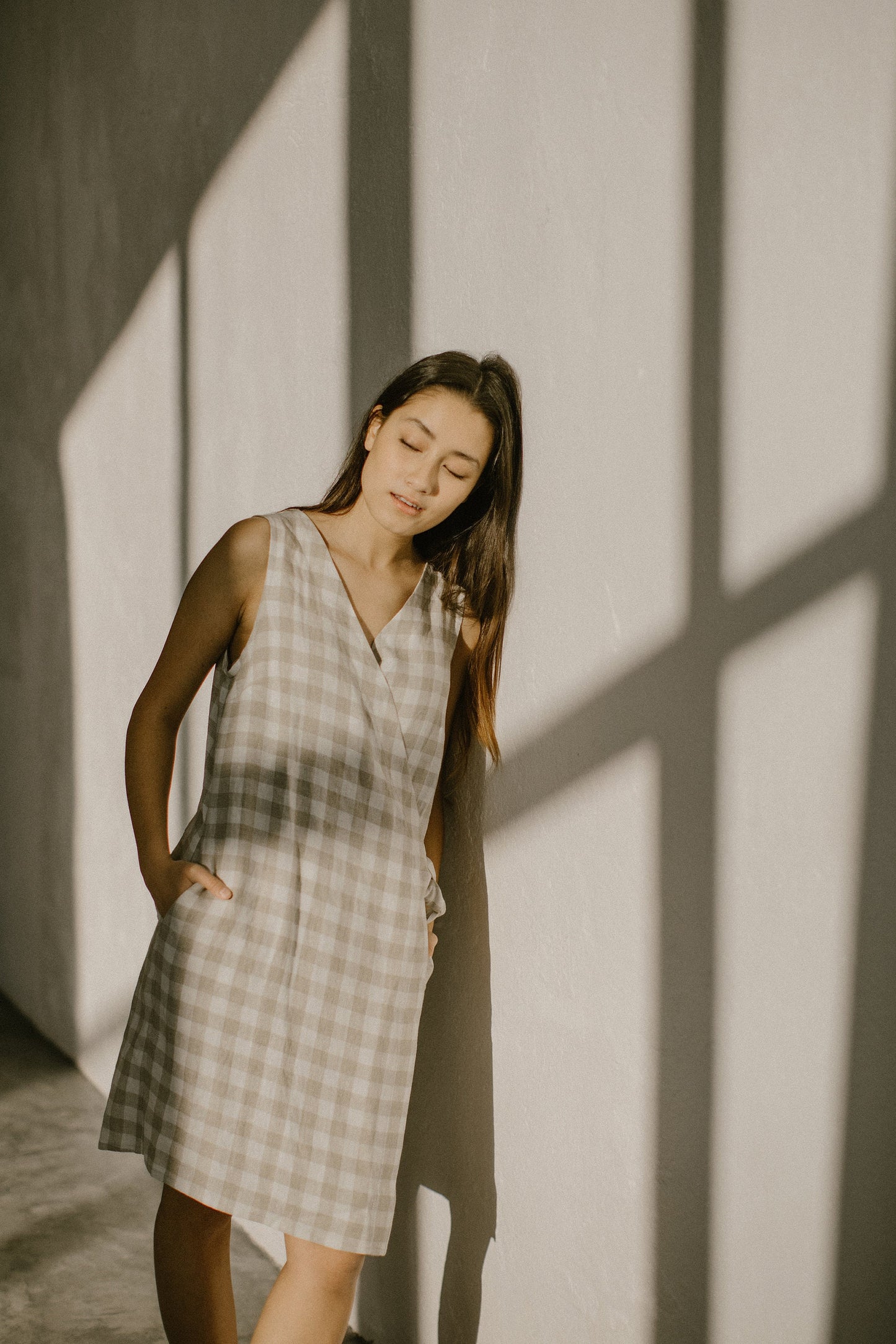 Linen petite wrap dress UNA