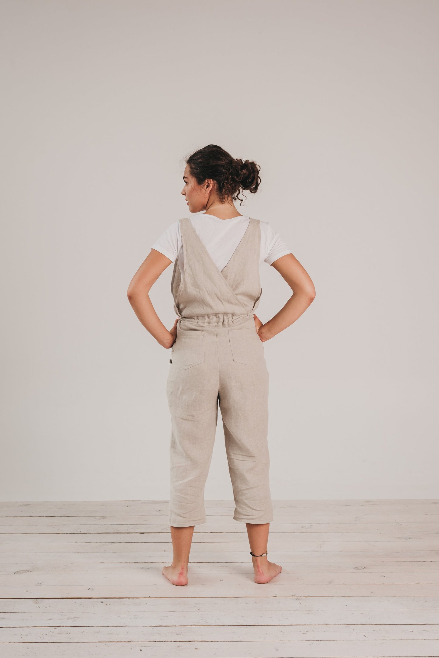 Linen V-neck jumpsuit FRIDA, size 36/READY TO SHIP
