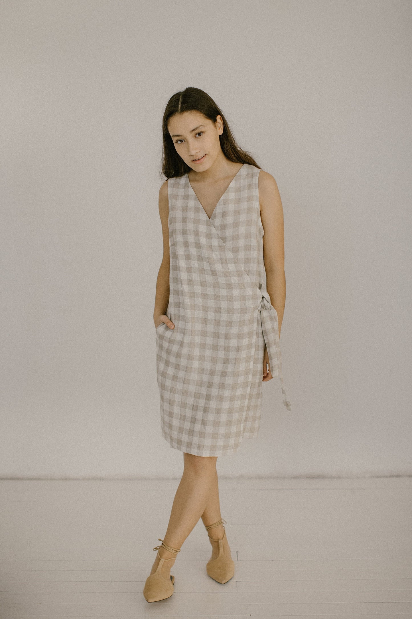 Linen petite wrap dress UNA