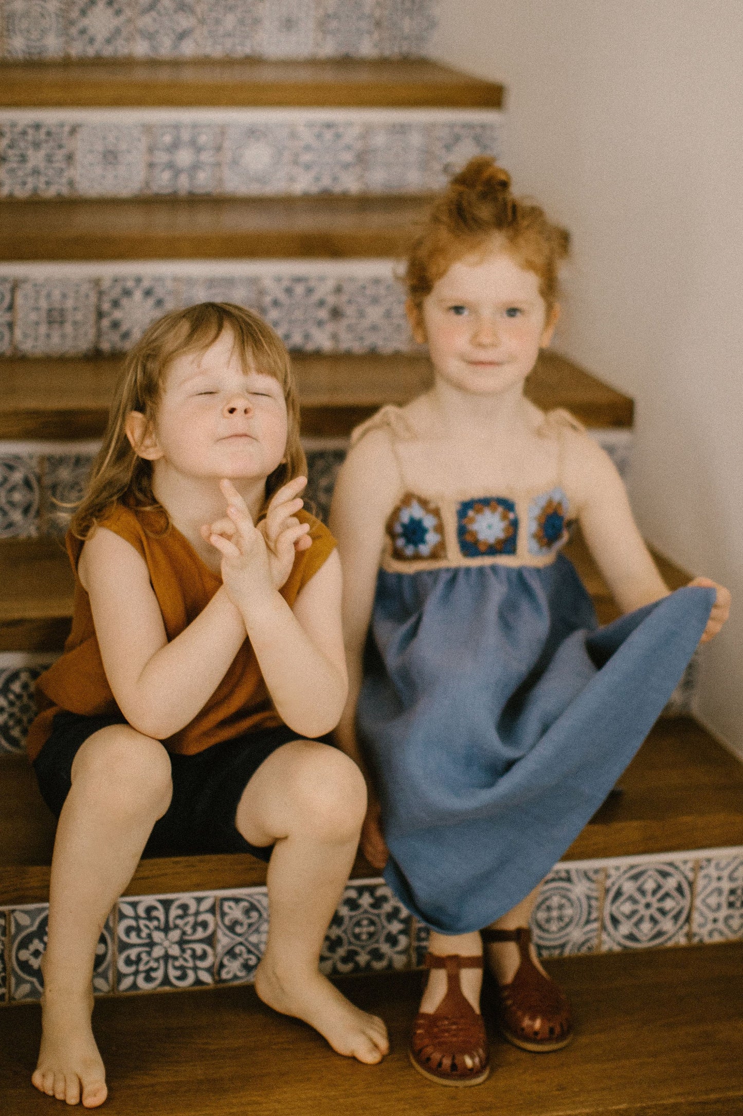 Girls summer linen dress/READY TO SHIP
