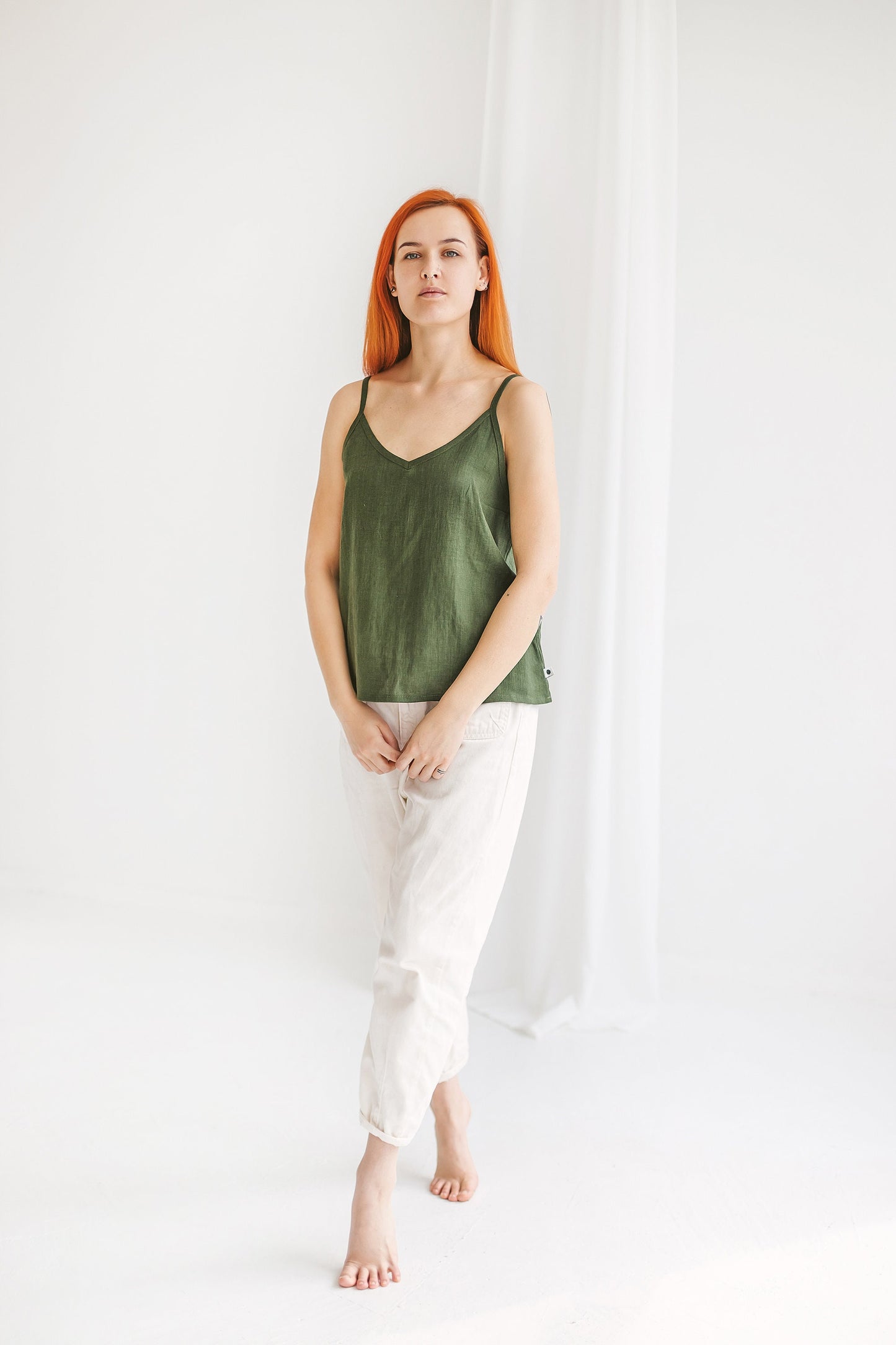 Sleeveless linen crop top BELLA for summer