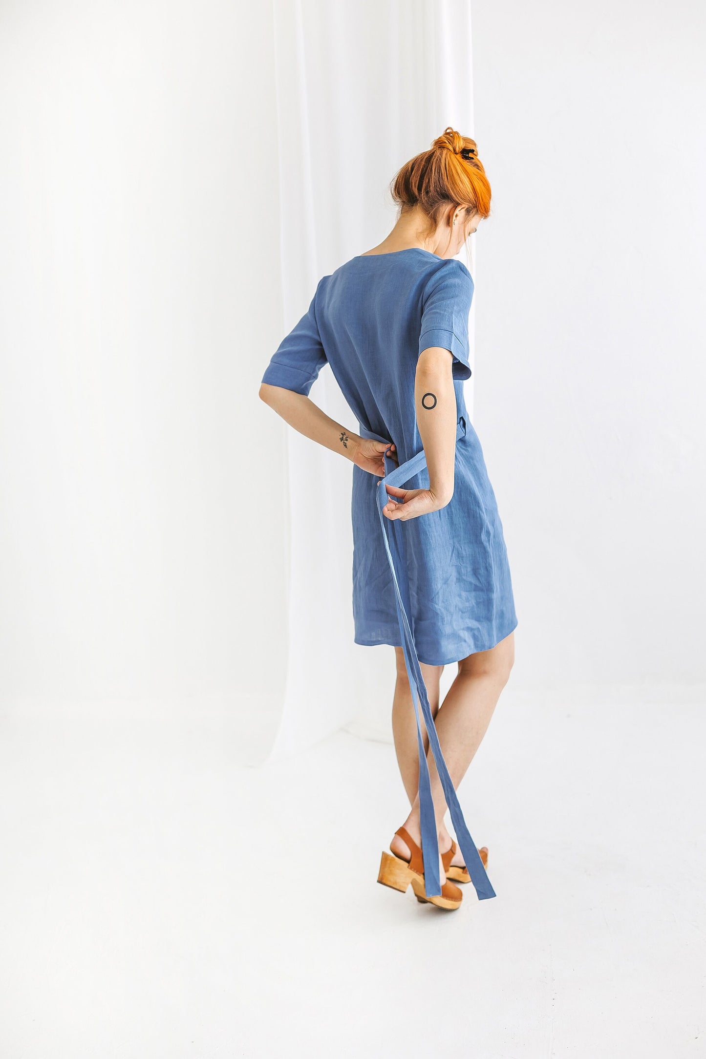 Womens linen wrap dress EDEN/READY TO SHIP
