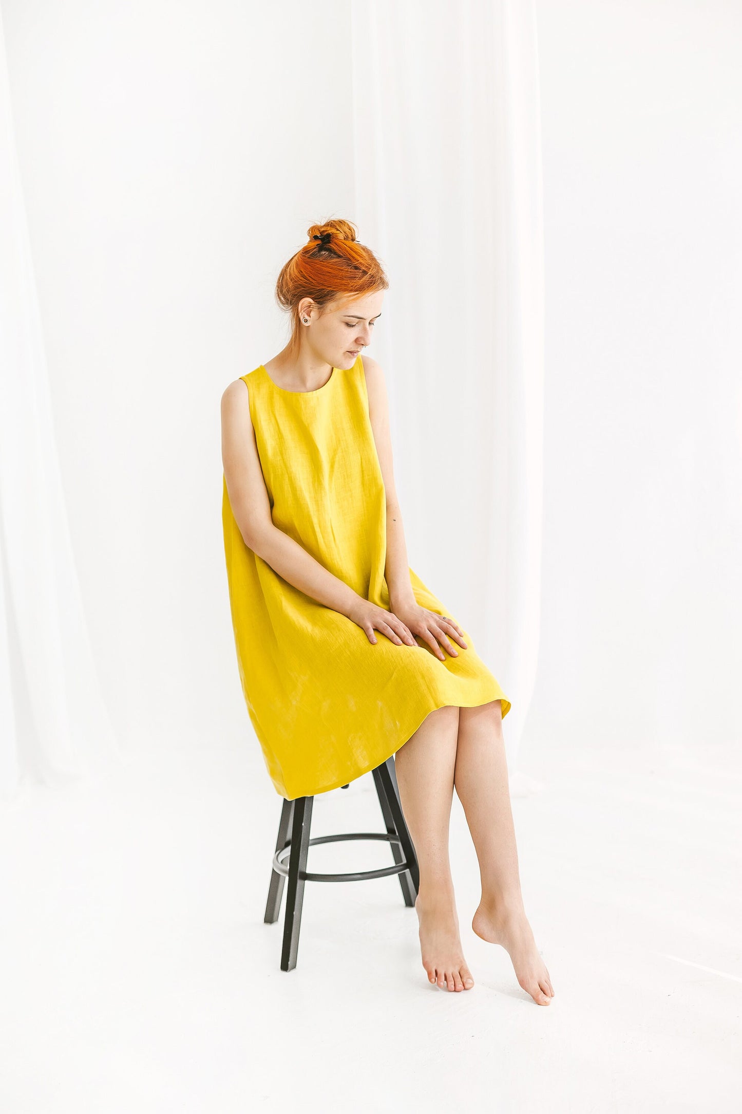 Sleeveless linen slip dress LUCY