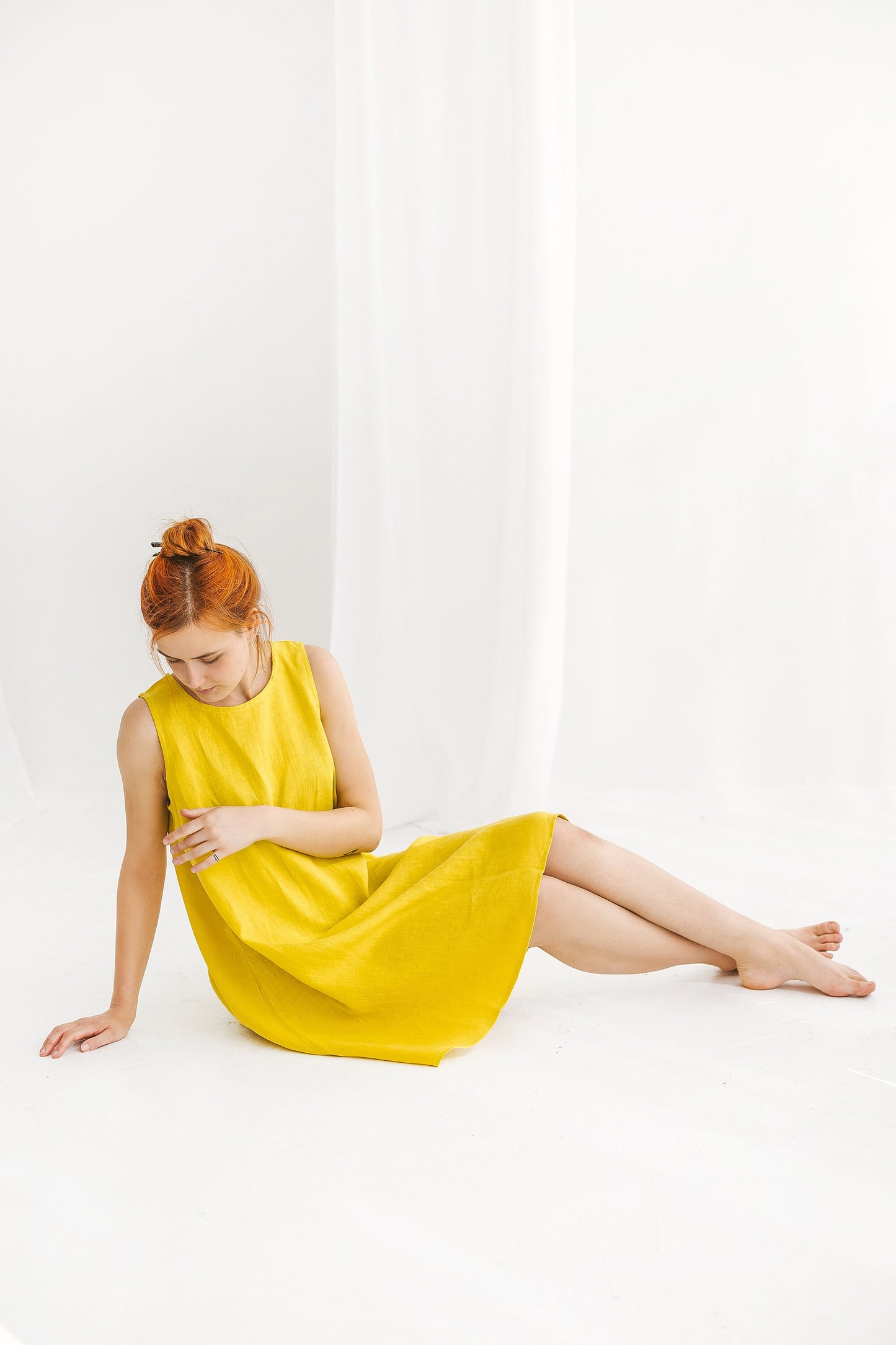 Sleeveless linen slip dress LUCY