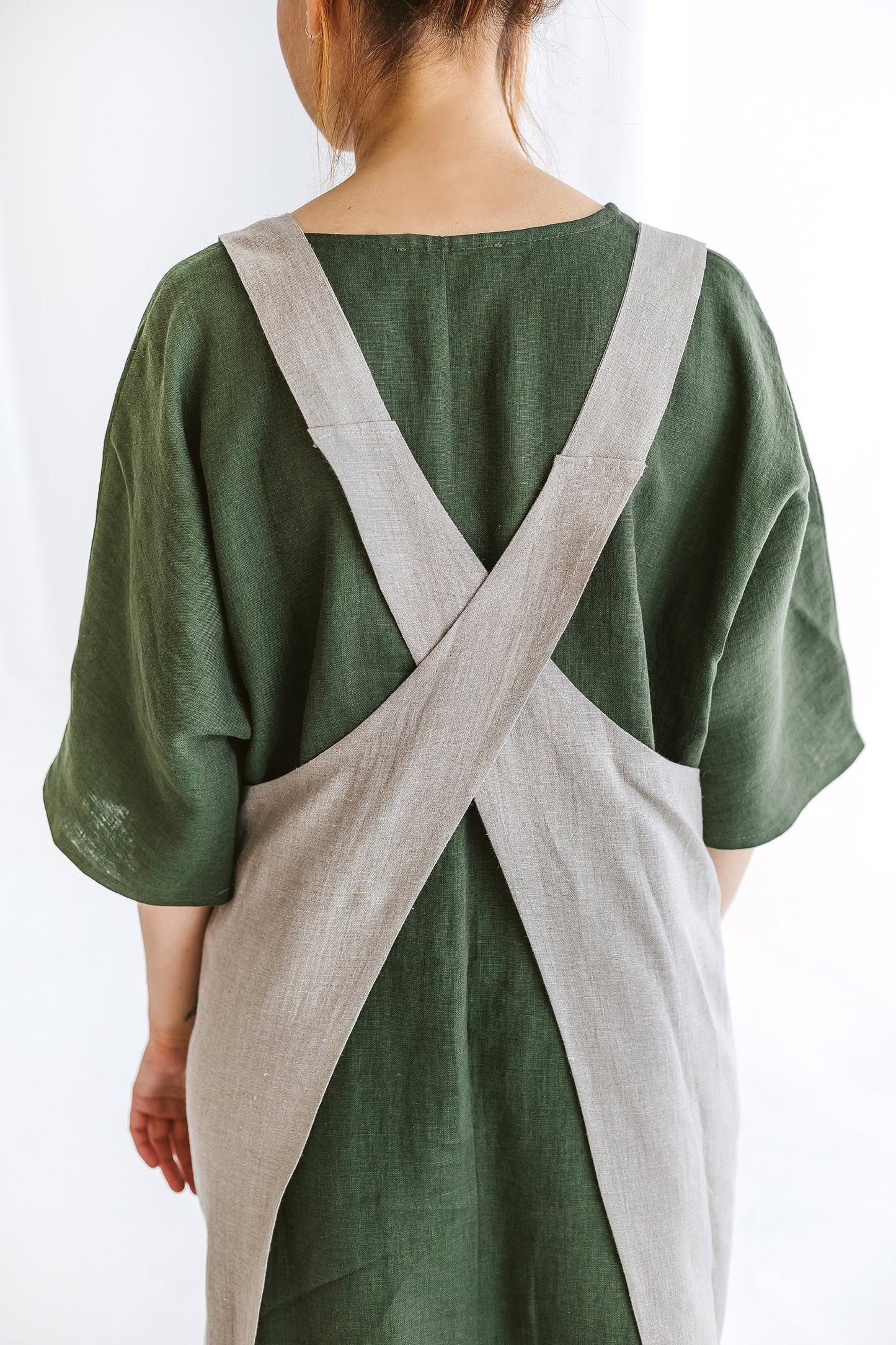 Japanese cross back linen apron JULIE