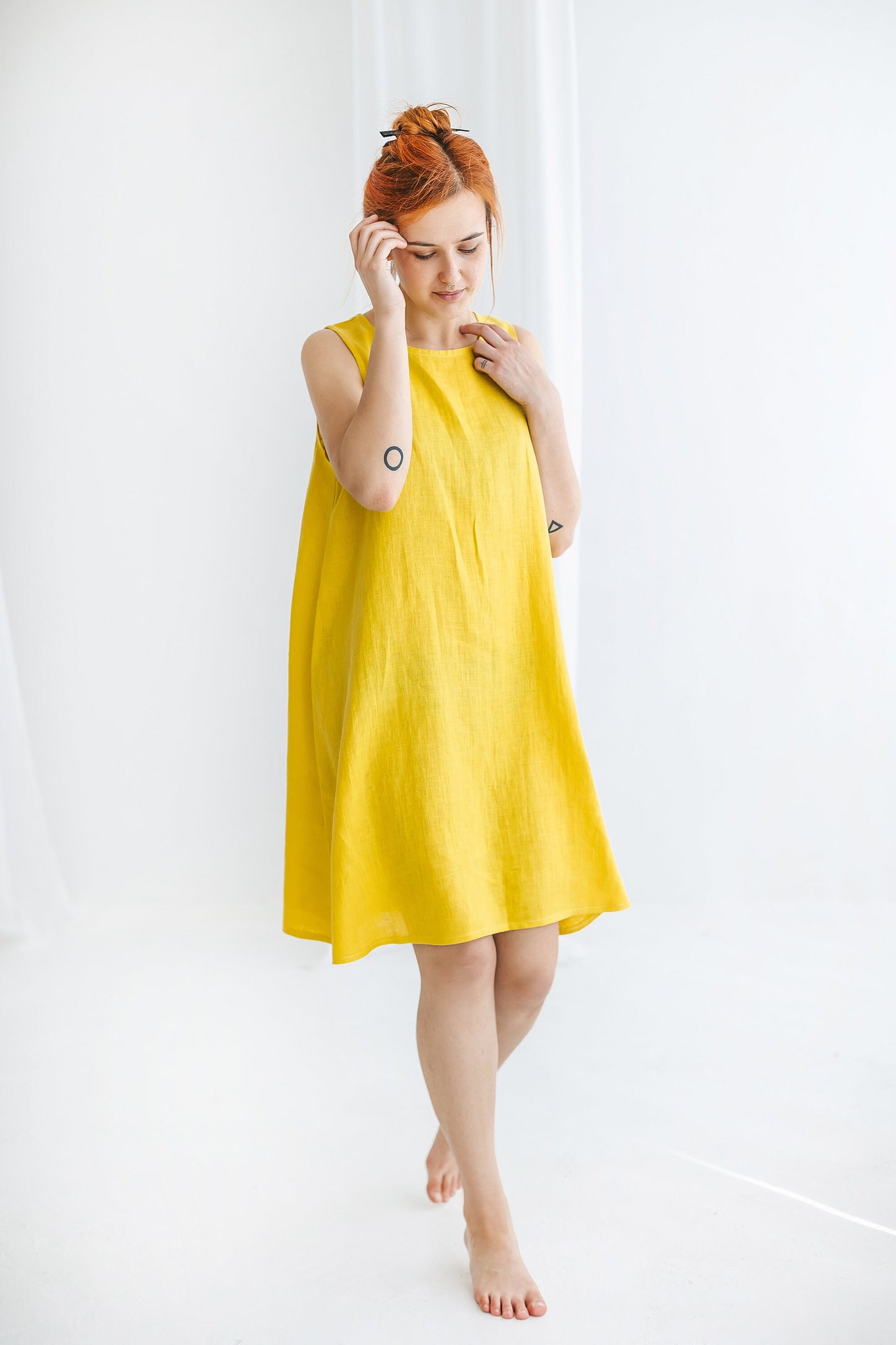 Sleeveless linen slip dress LUCY