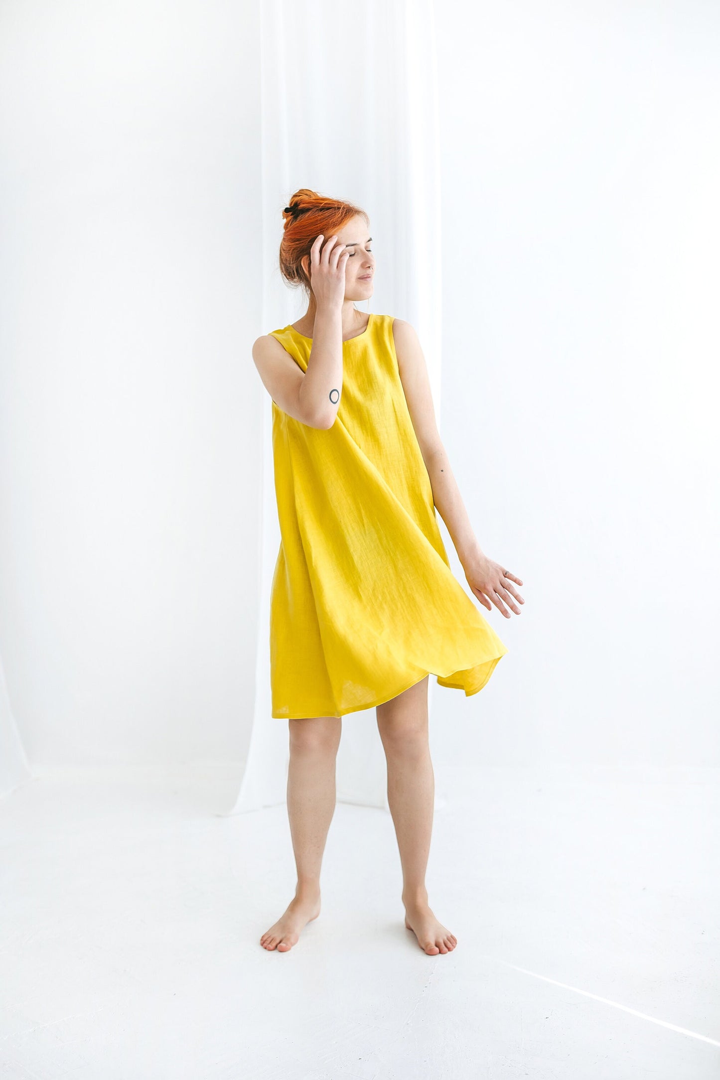 Sleeveless linen slip dress LUCY