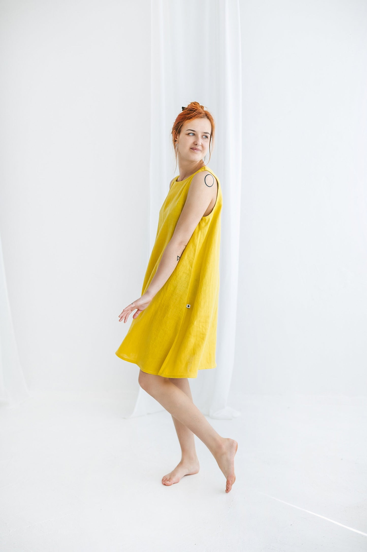Sleeveless linen slip dress LUCY