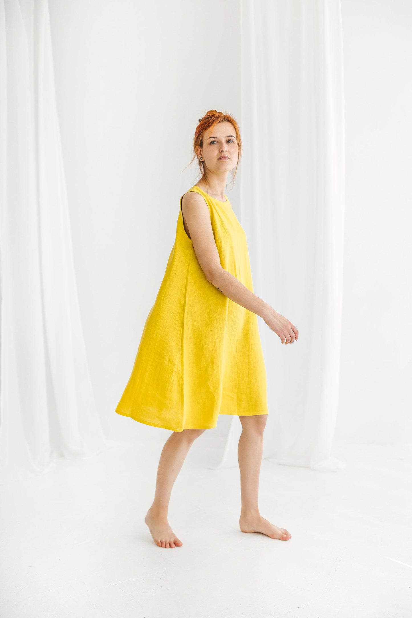 Sleeveless linen slip dress LUCY