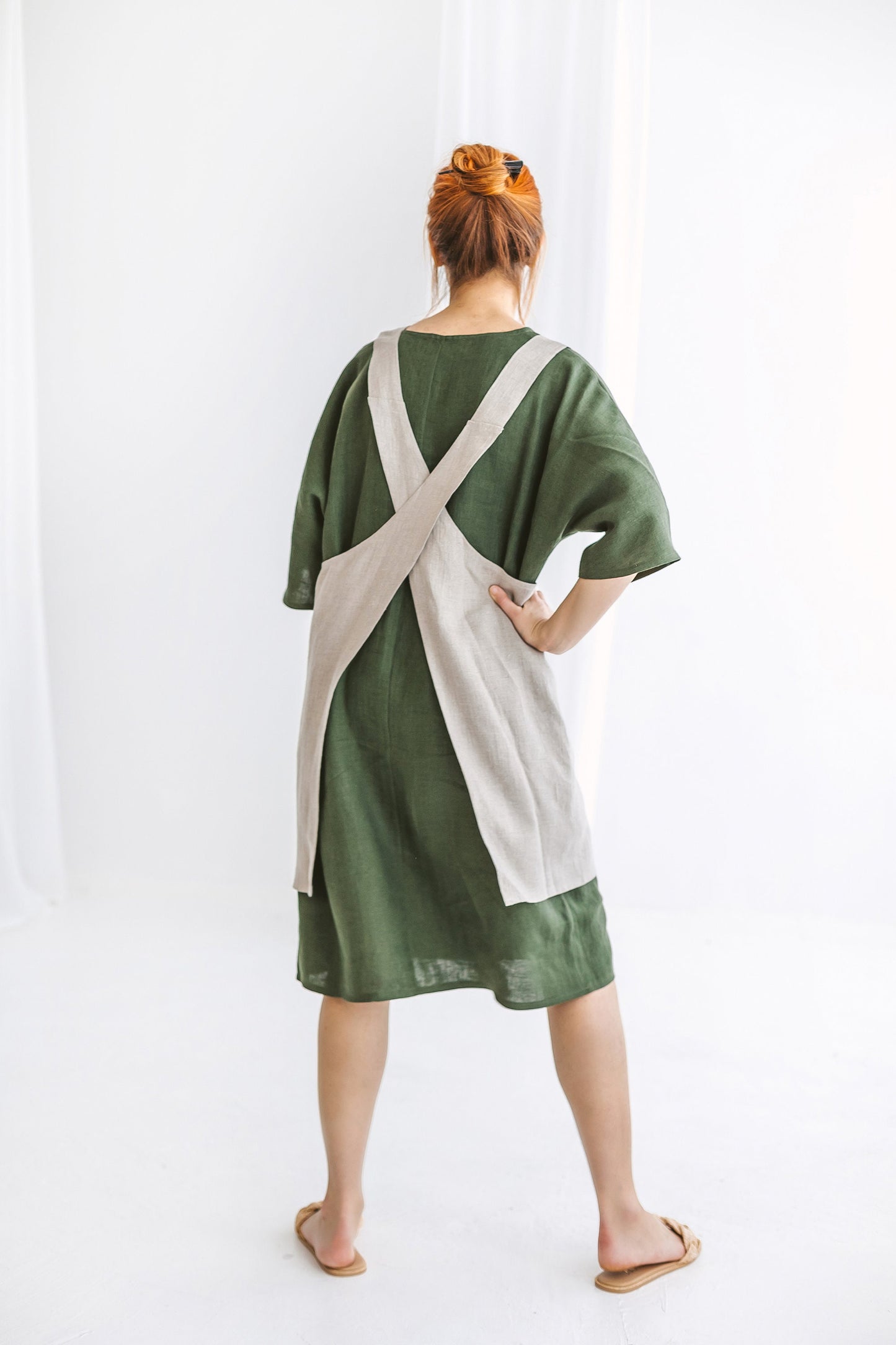 Japanese cross back linen apron JULIE