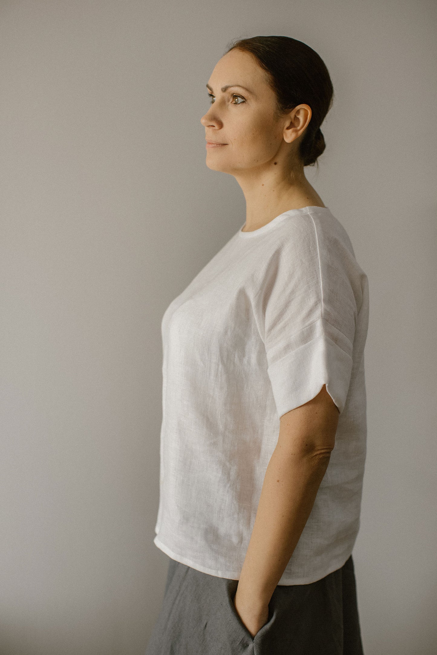 Plus size linen blouse for summer MAYA