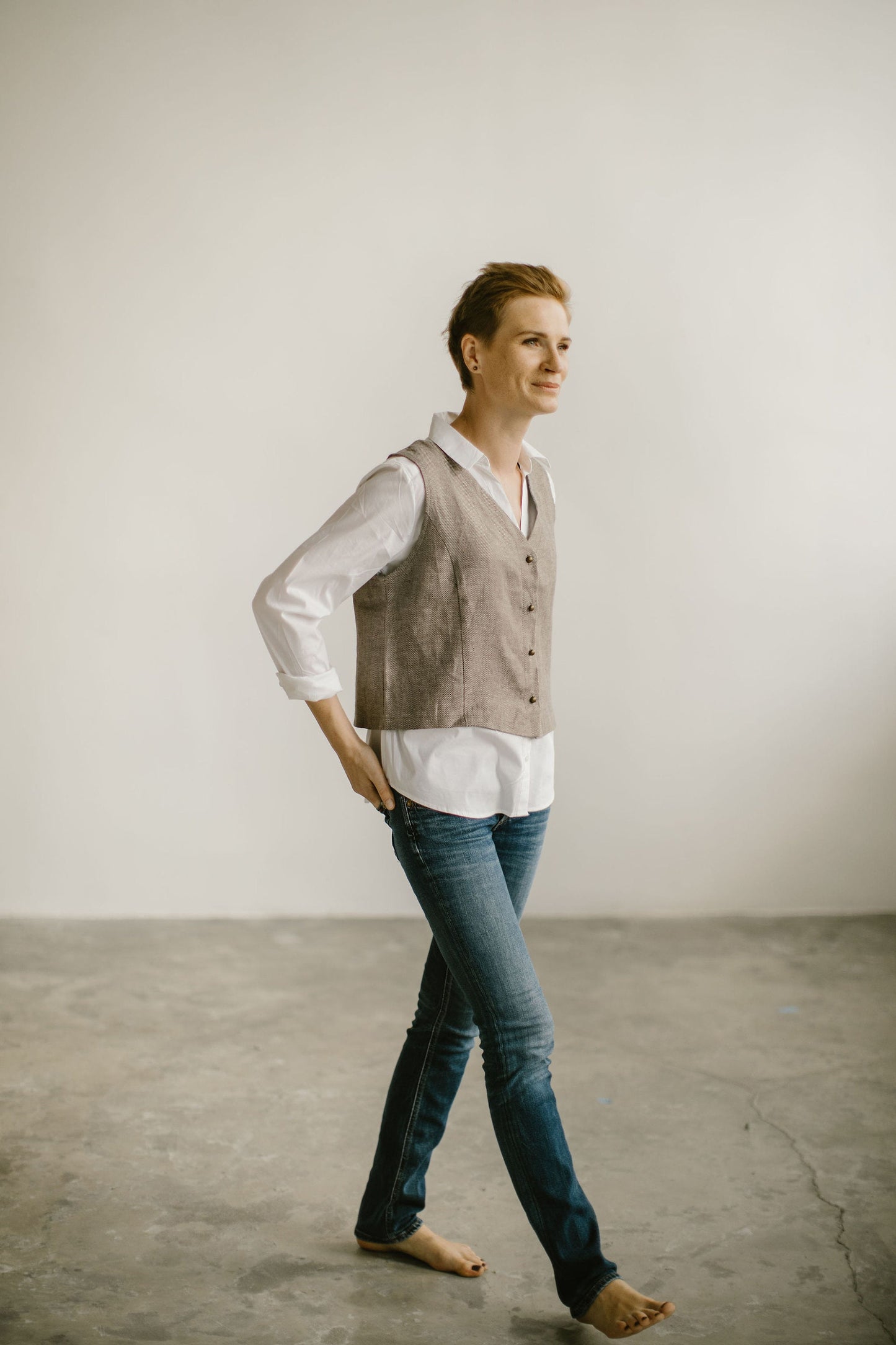 Linen tank top JUNE, size 48/READY TO SHIP
