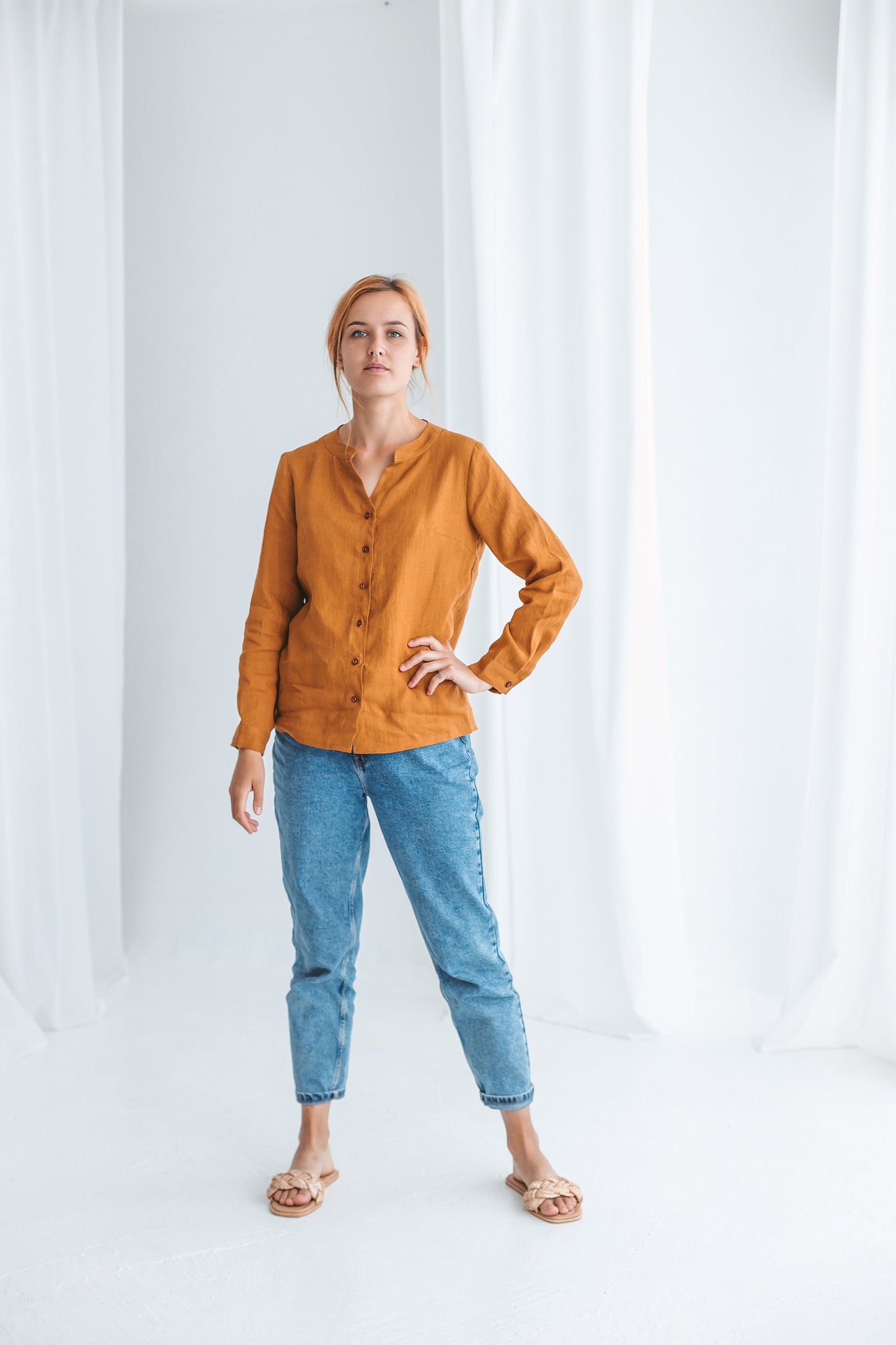 Elegant loose fit button up shirt ANGELIA