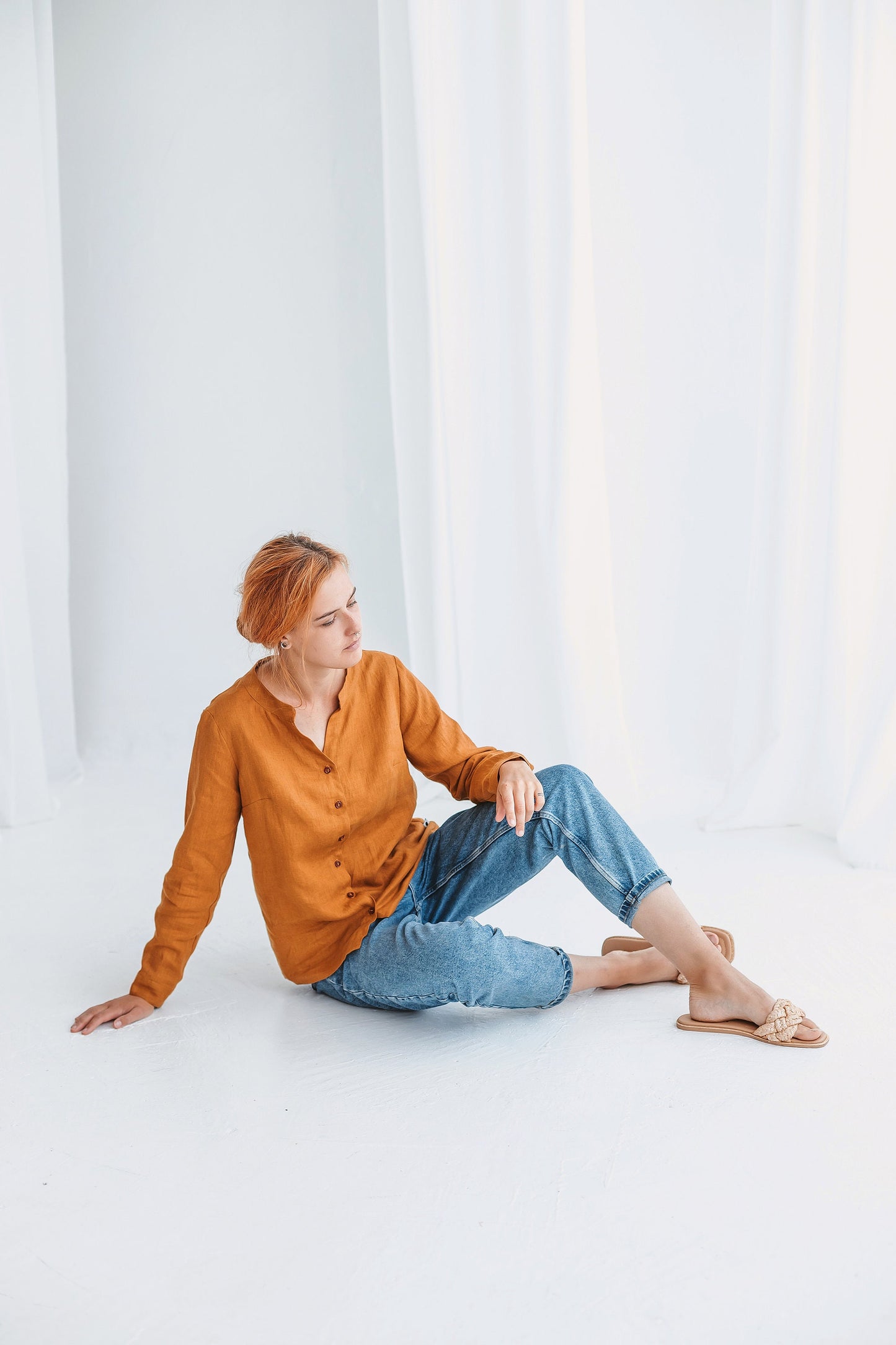 Elegant loose fit button up shirt ANGELIA