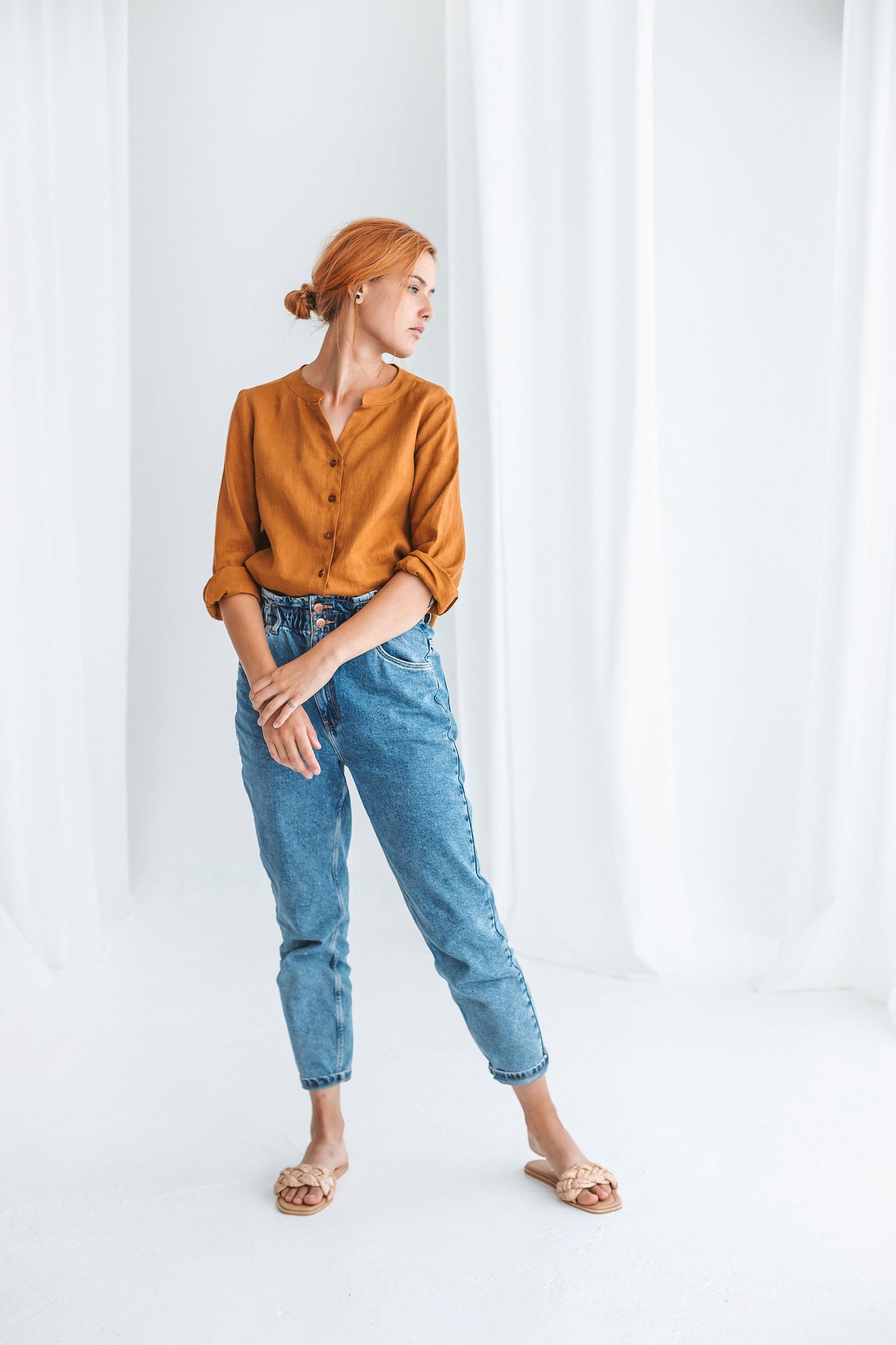 Elegant loose fit button up shirt ANGELIA