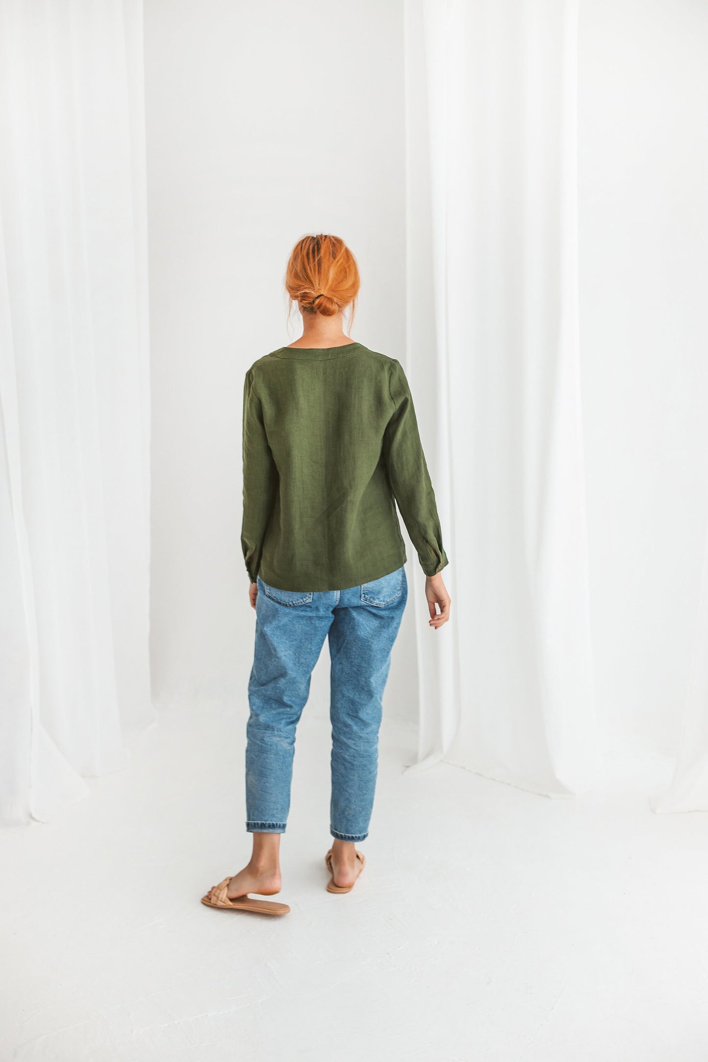 Linen button up shirt for women ANGELIA