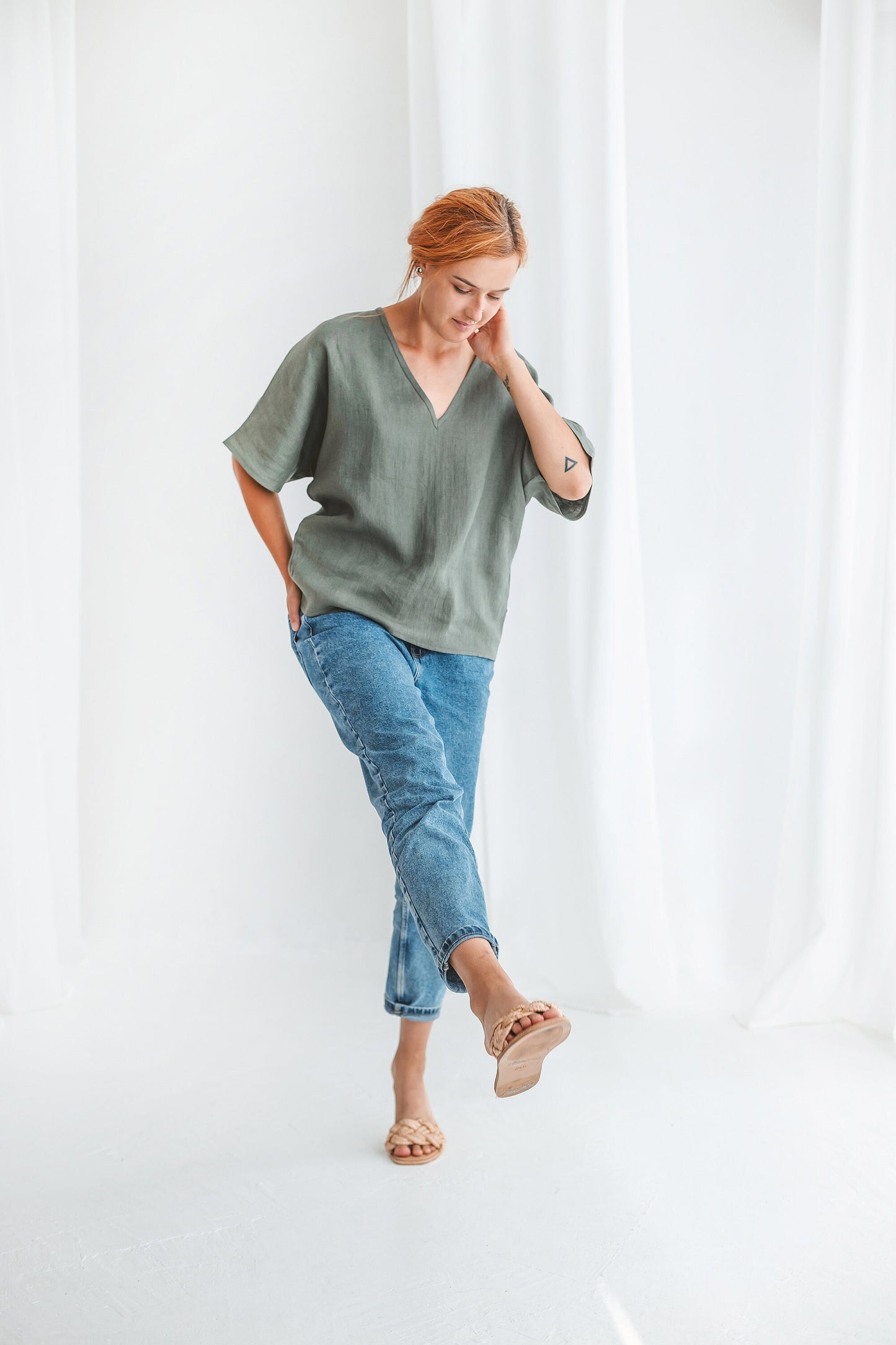 Simple kimono tunic LILA