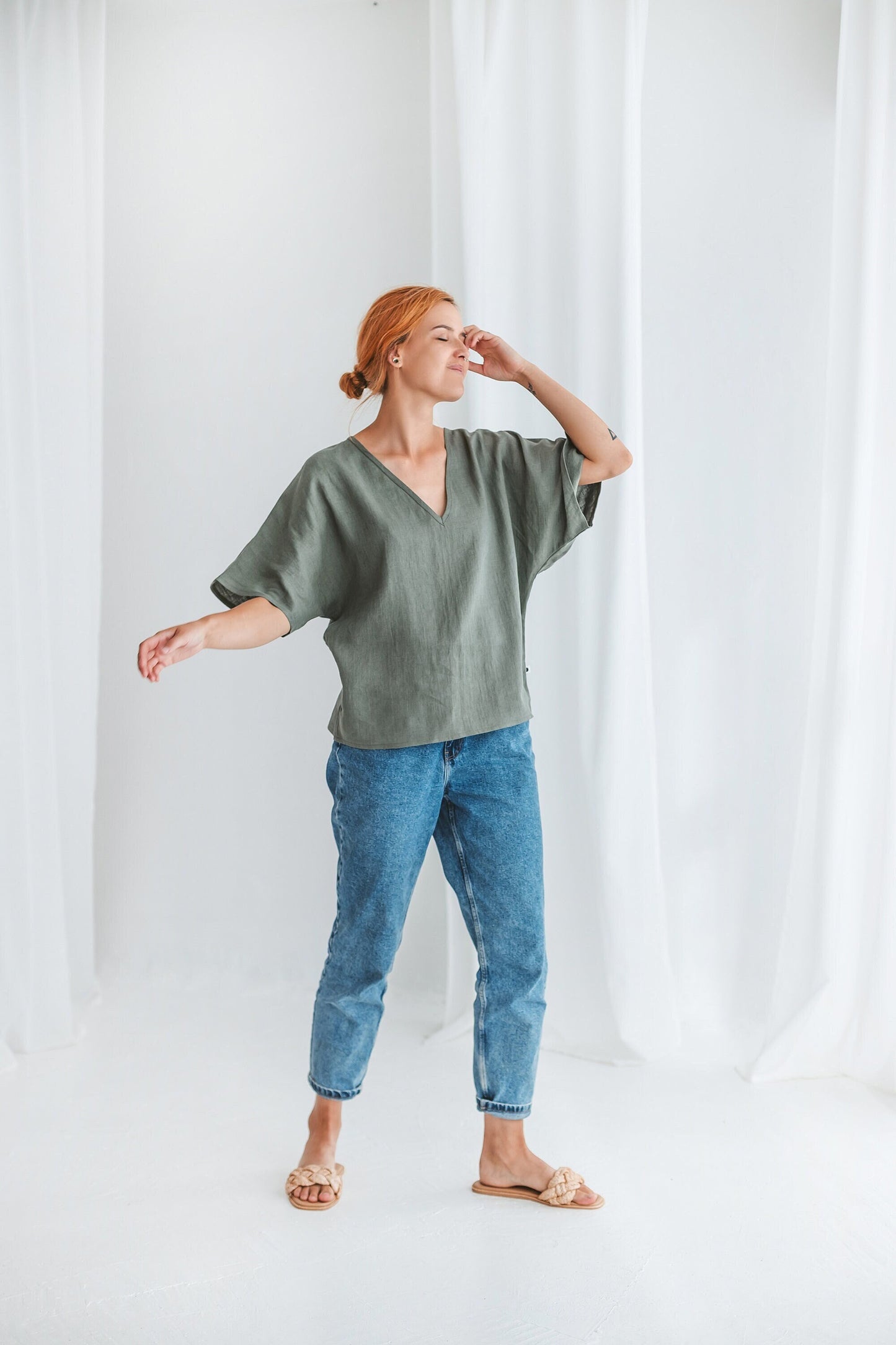 Simple kimono tunic LILA