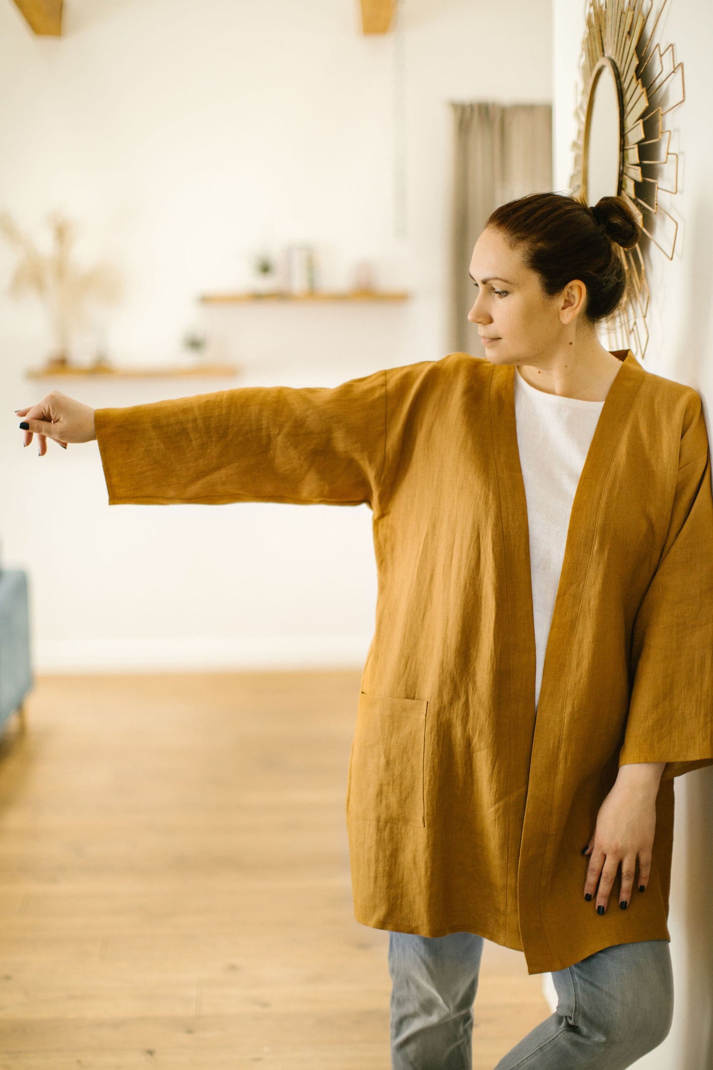 Linen kimono cardigan sweater