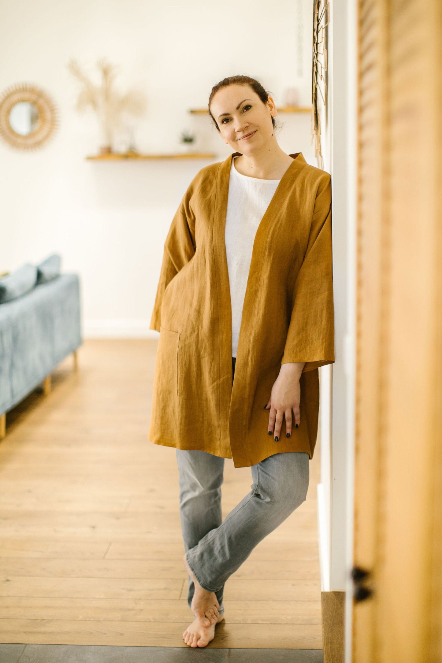Linen kimono cardigan sweater