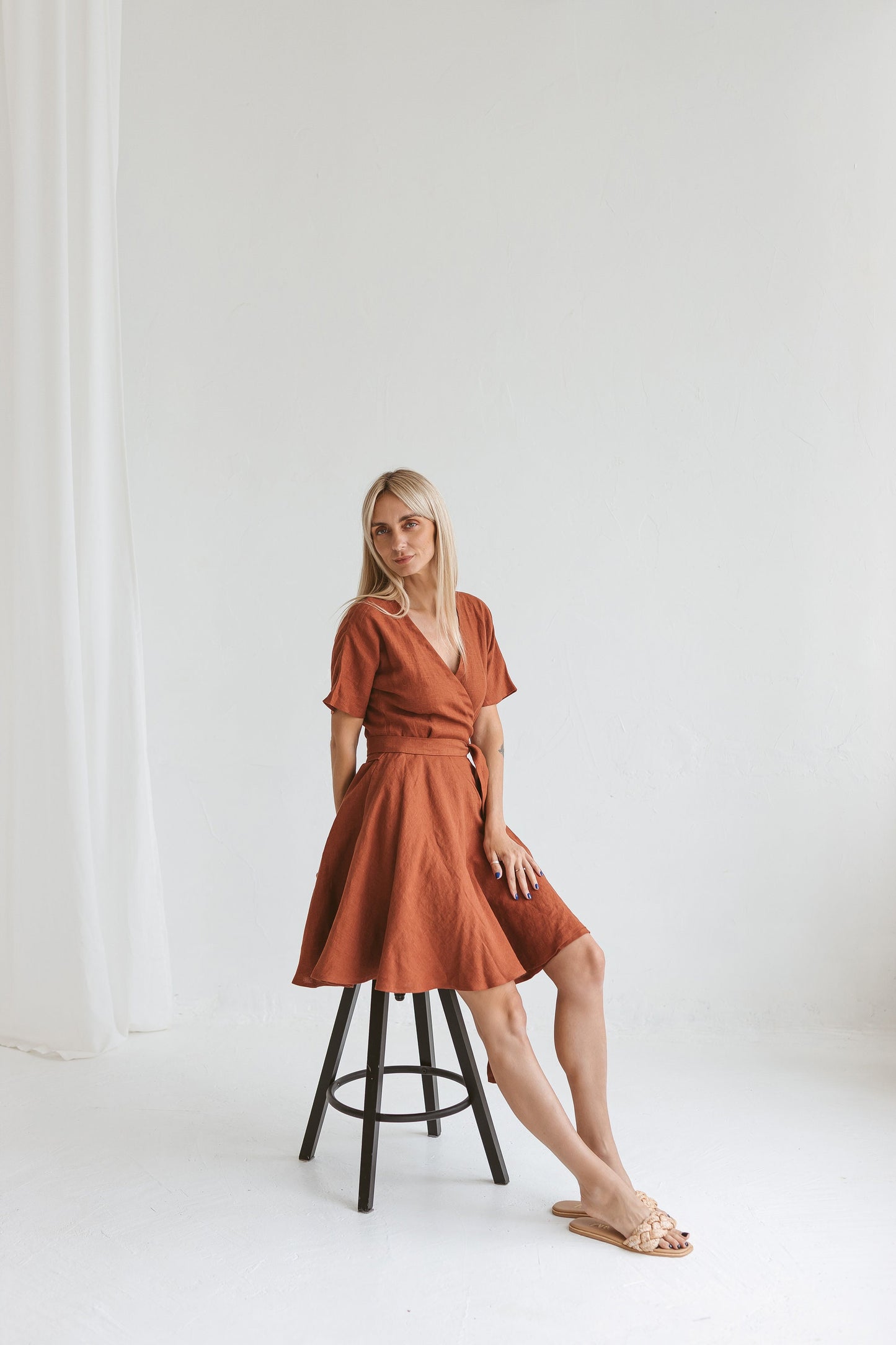Womens wrap linen dress CLEO