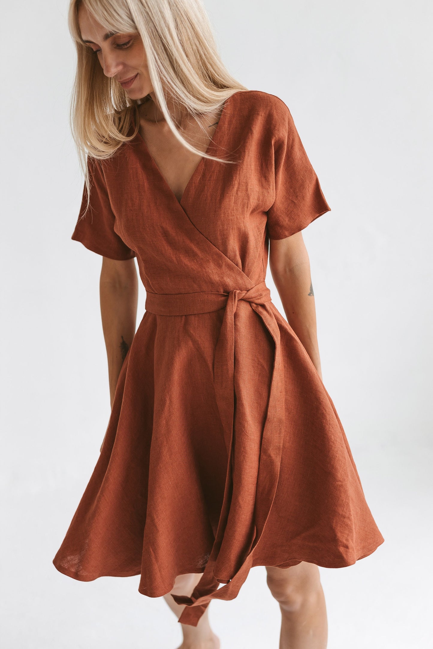 Womens wrap linen dress CLEO