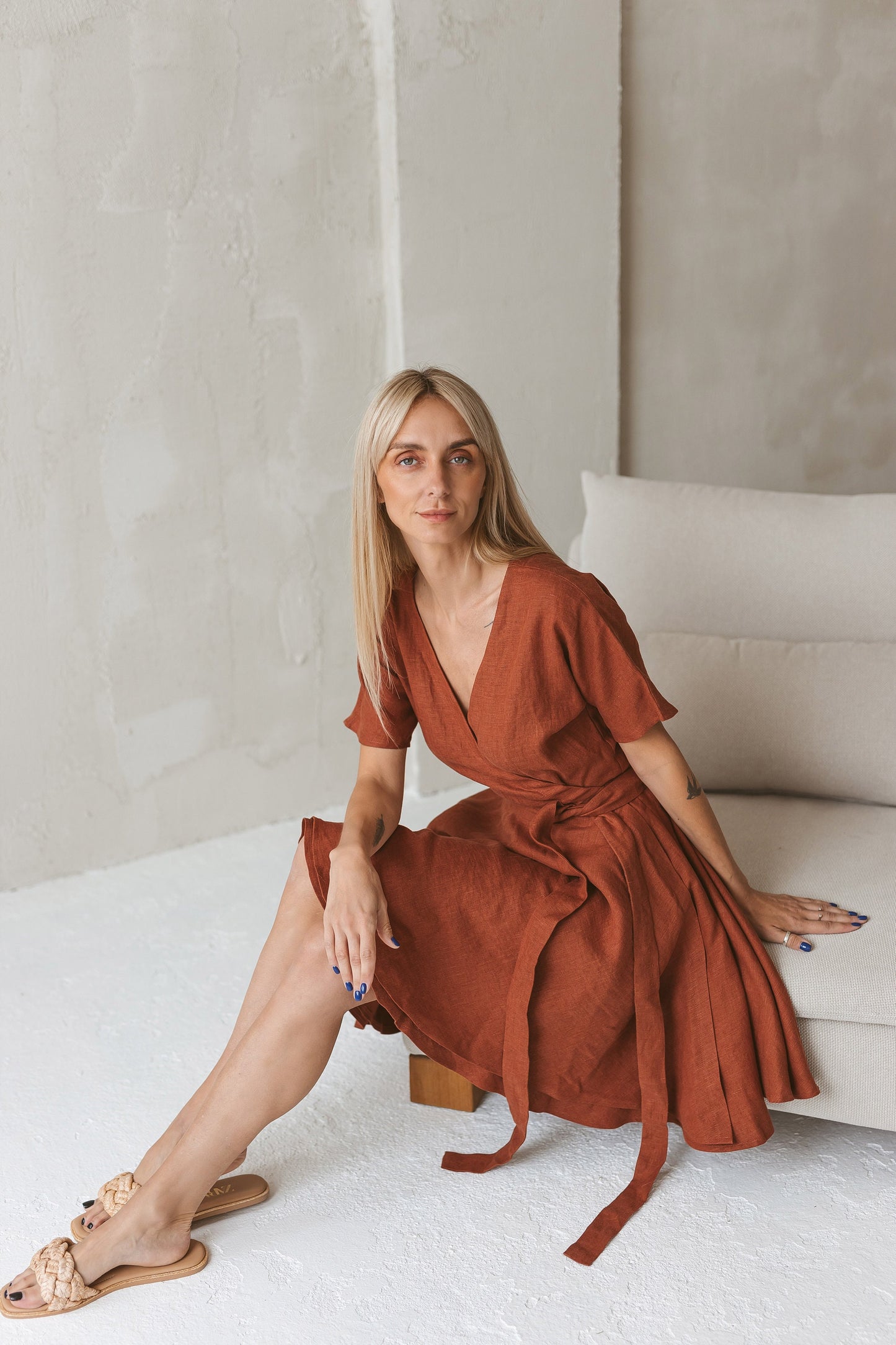 Womens wrap linen dress CLEO