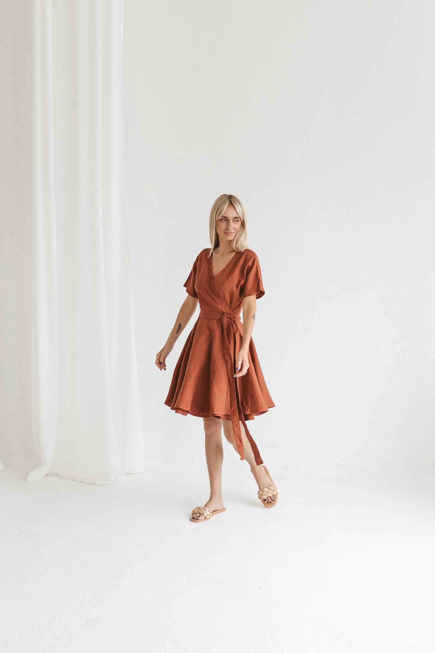Womens wrap linen dress CLEO