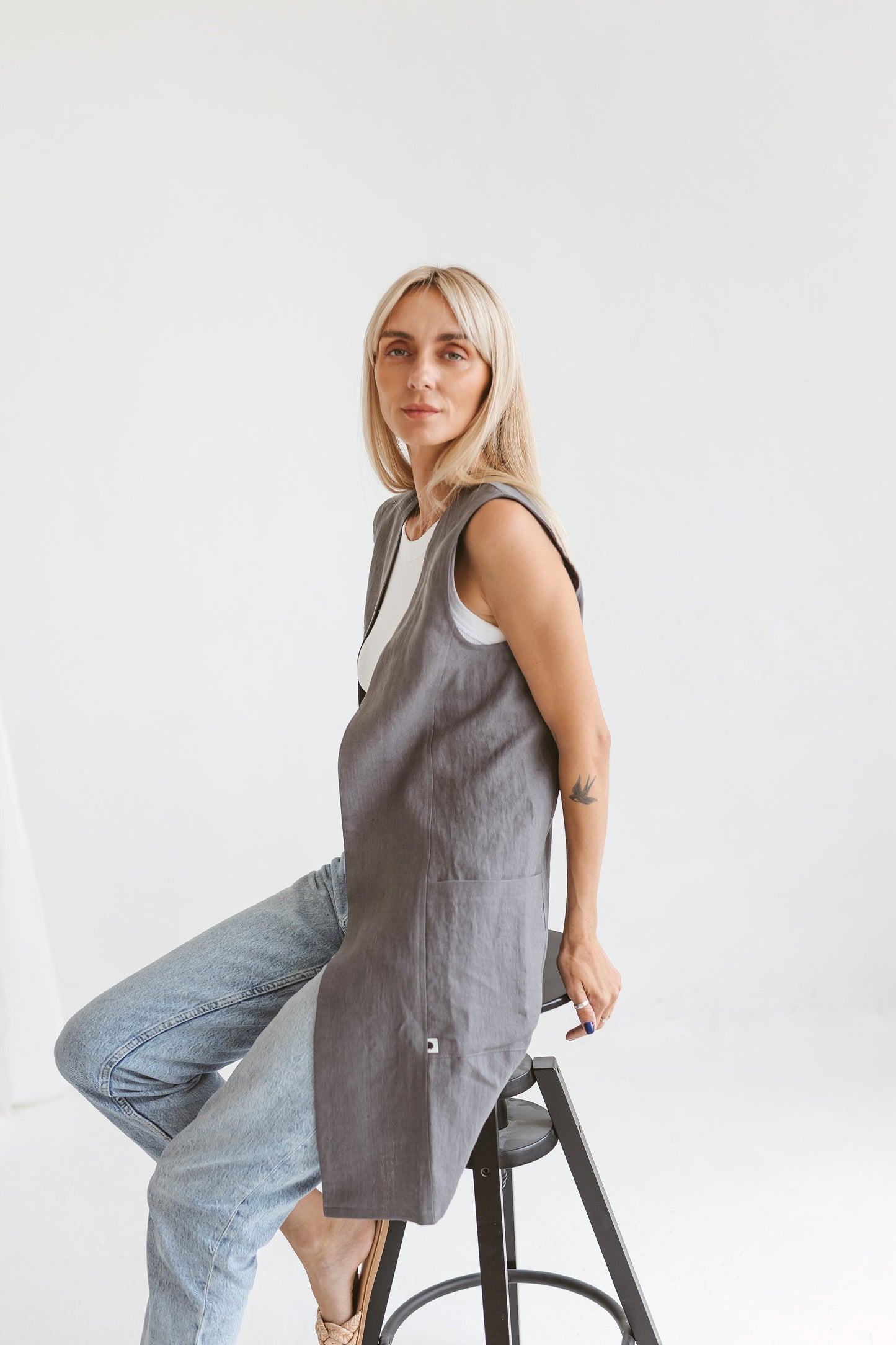 Sleeveless linen cardigan for women YARA/READY TO SHIP