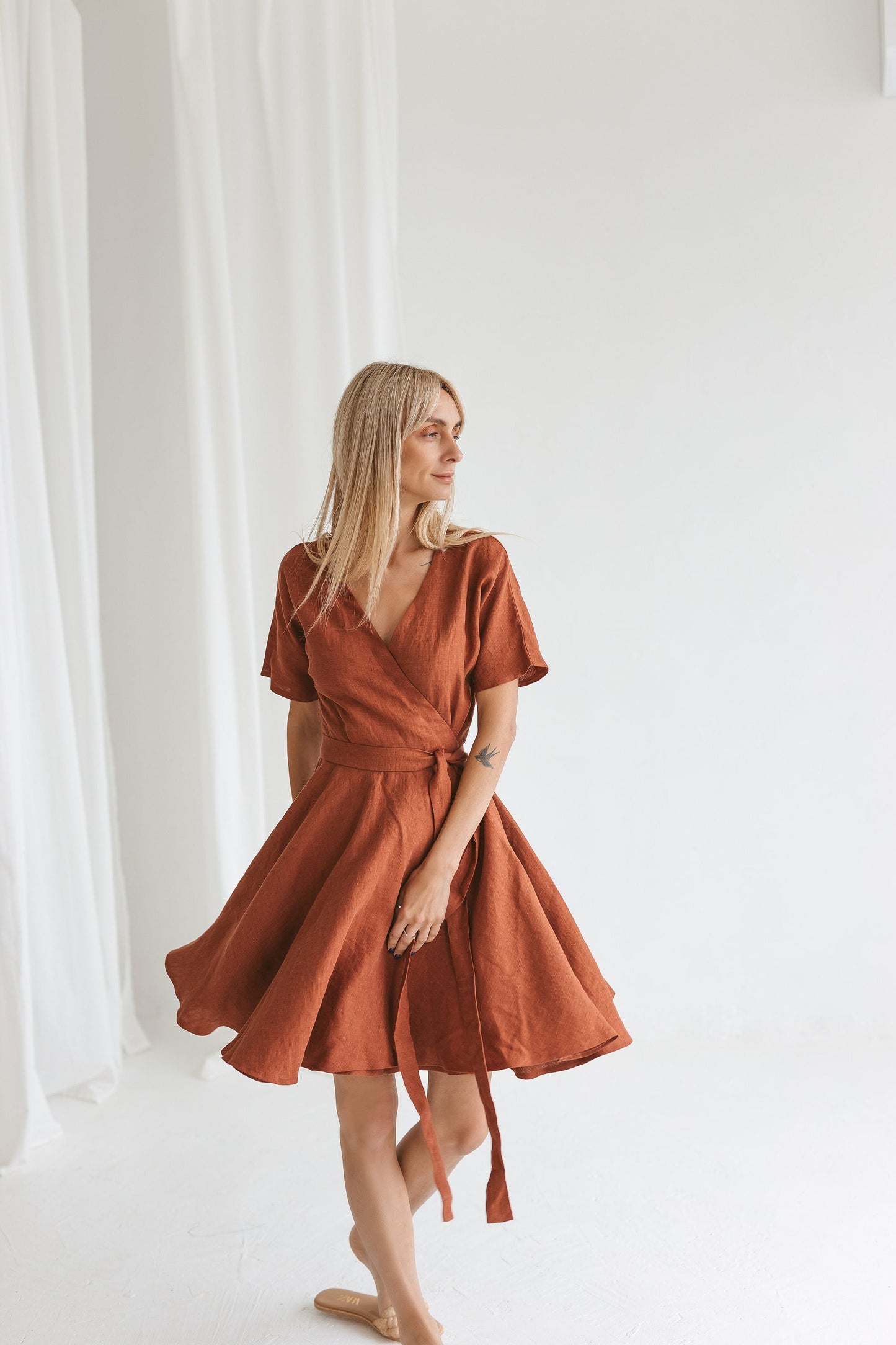 Womens wrap linen dress CLEO