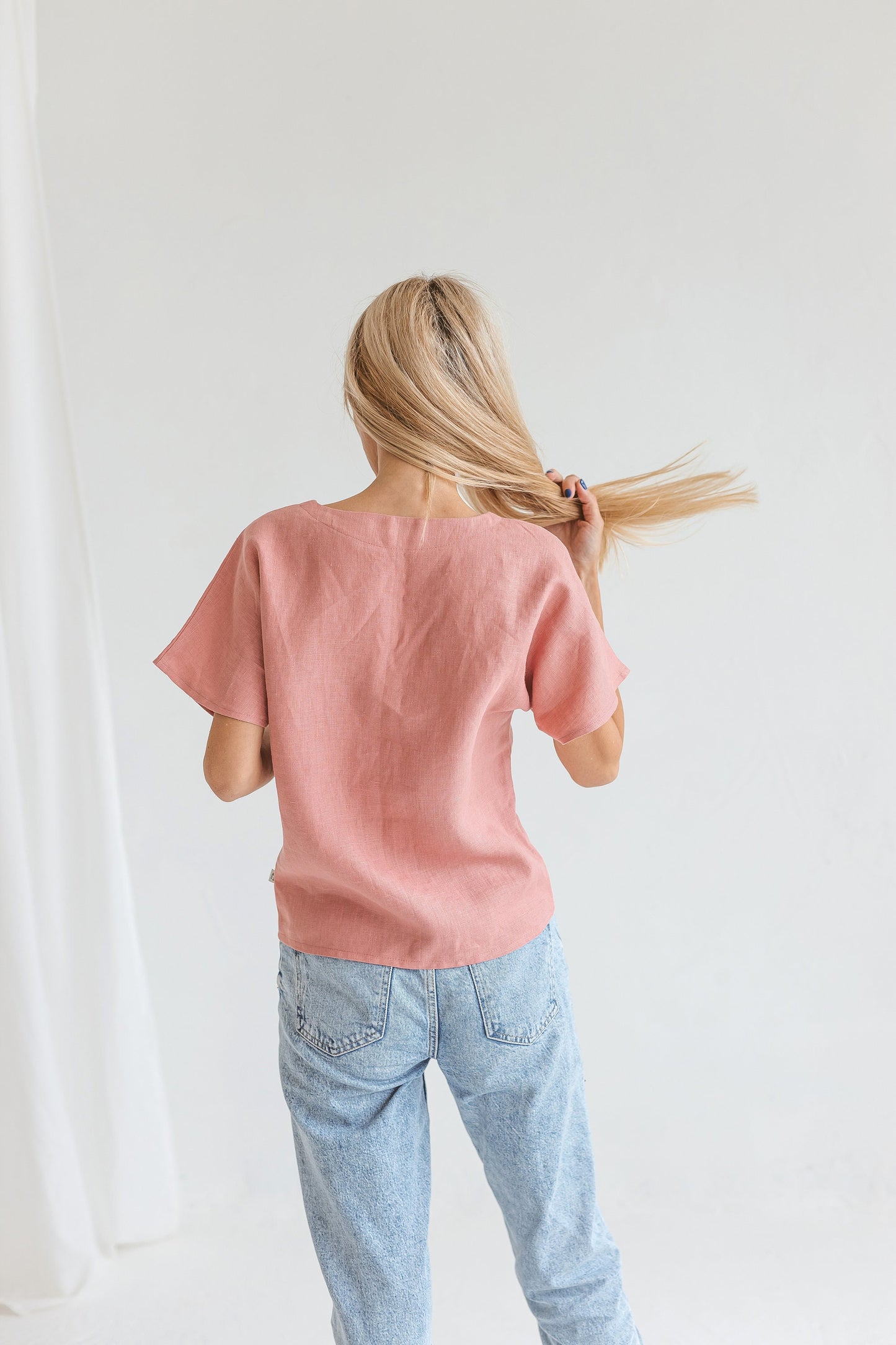 Loose linen blouse MAYLA, size 34/READY TO SHIP