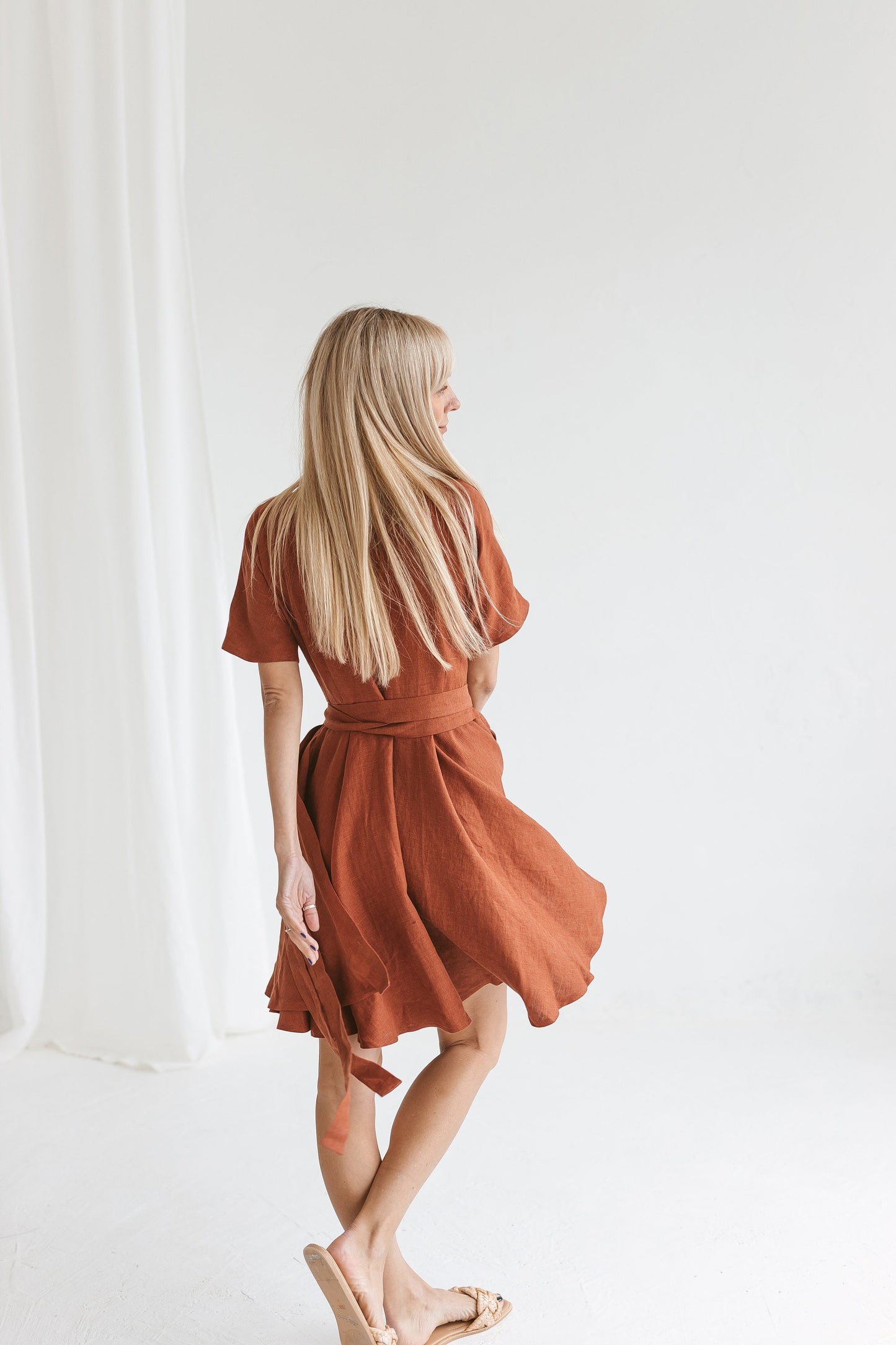 Womens wrap linen dress CLEO