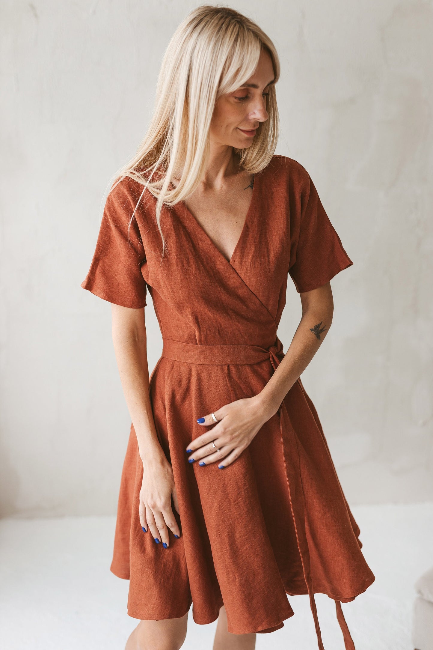 Womens wrap linen dress CLEO