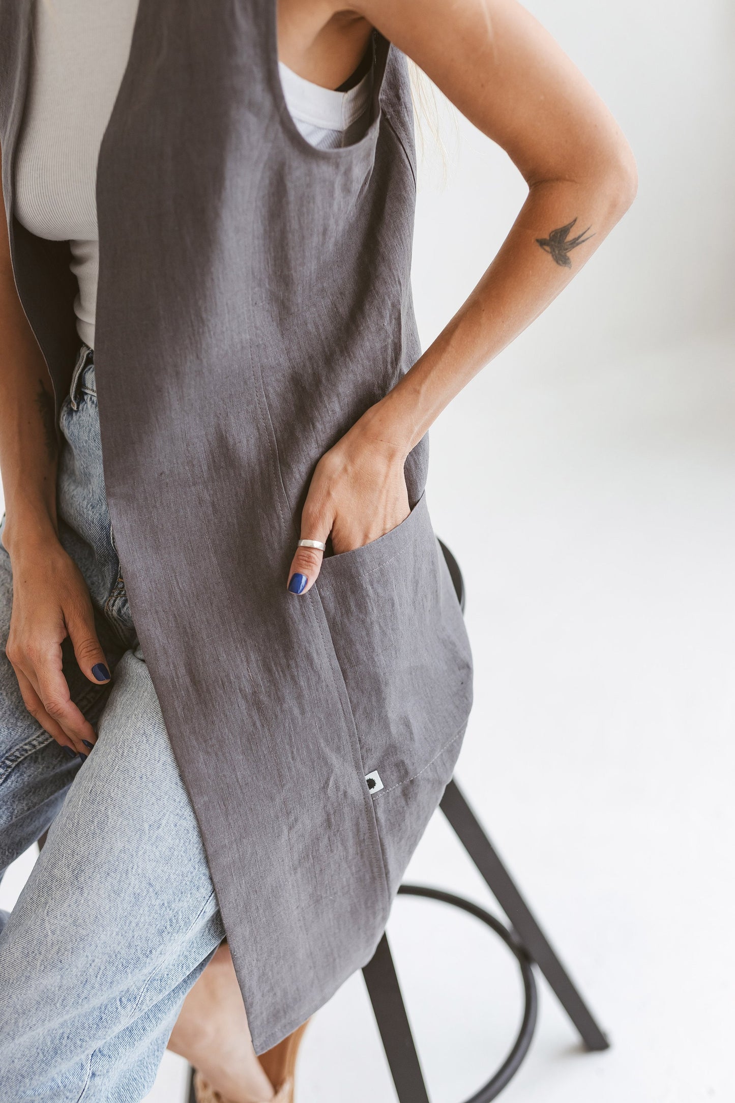 Sleeveless linen cardigan for women YARA/READY TO SHIP