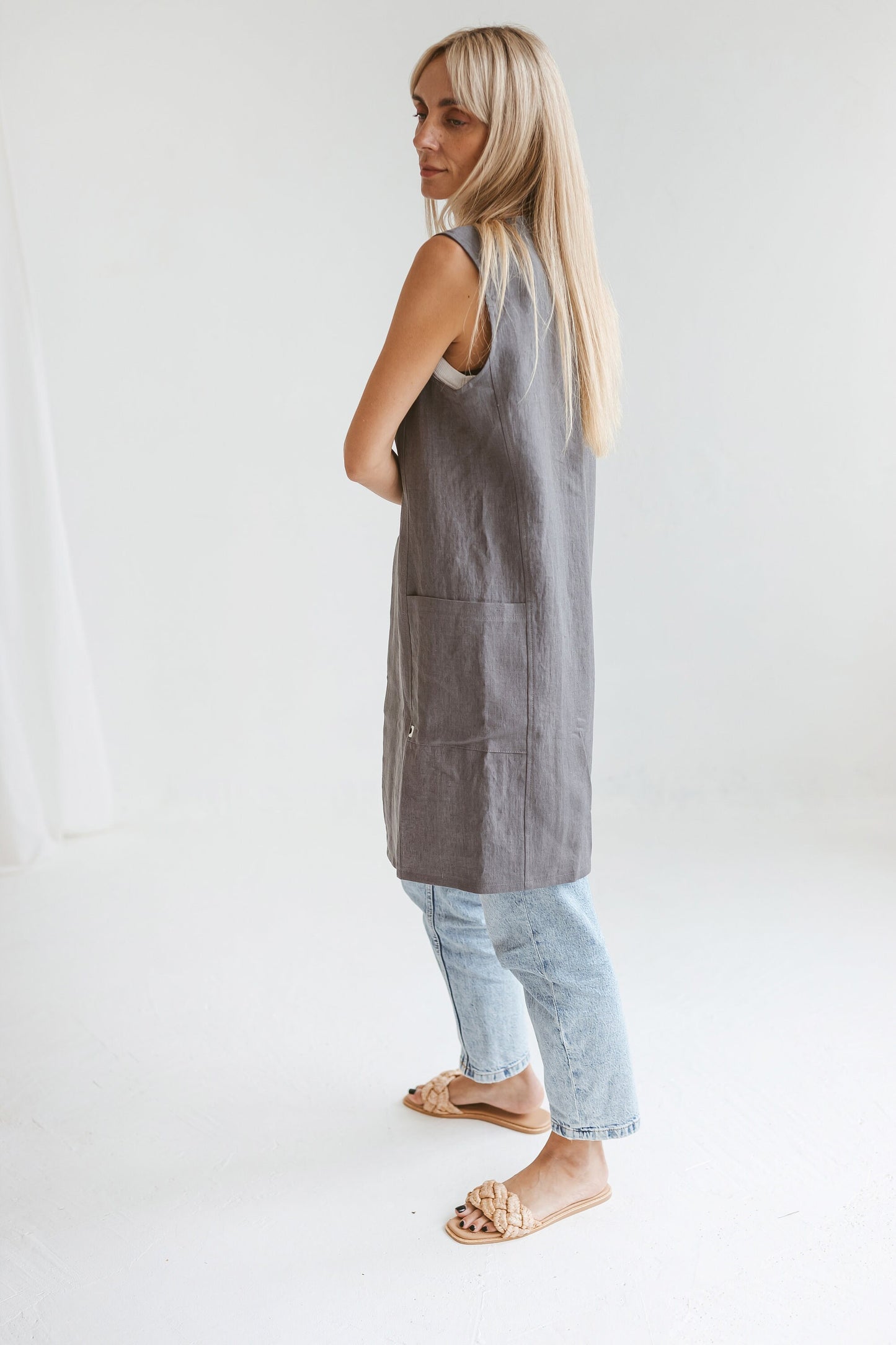 Sleeveless linen cardigan for women YARA/READY TO SHIP