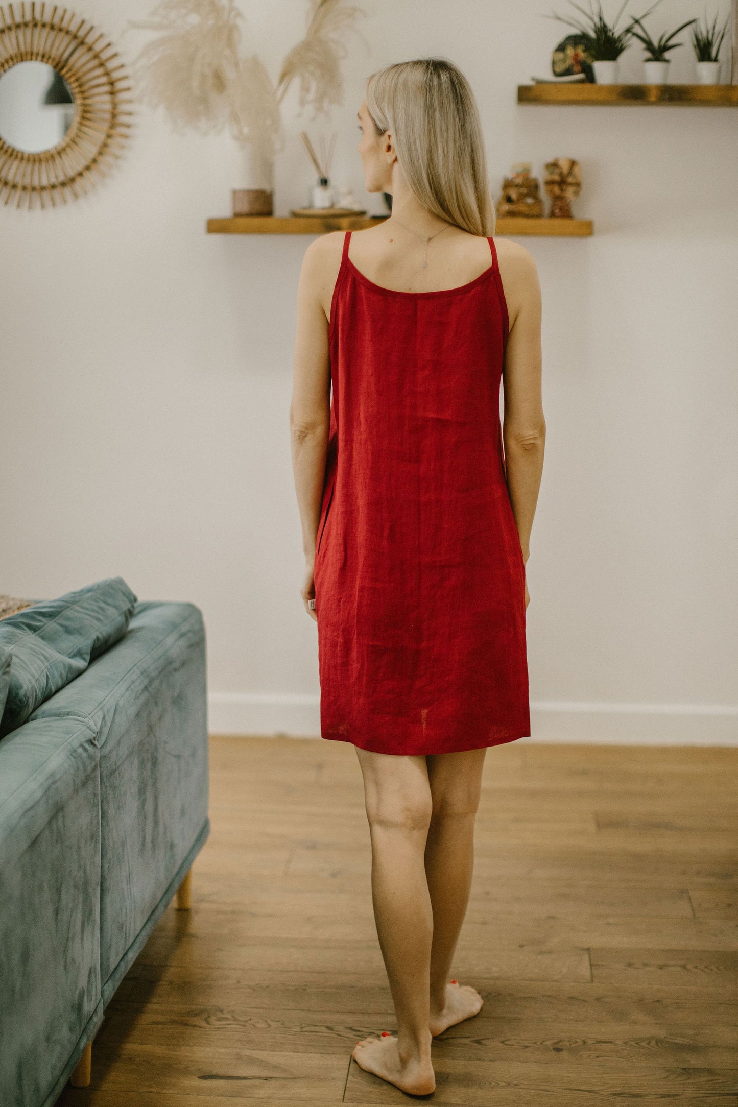 Linen spaghetti strap dress ALMA