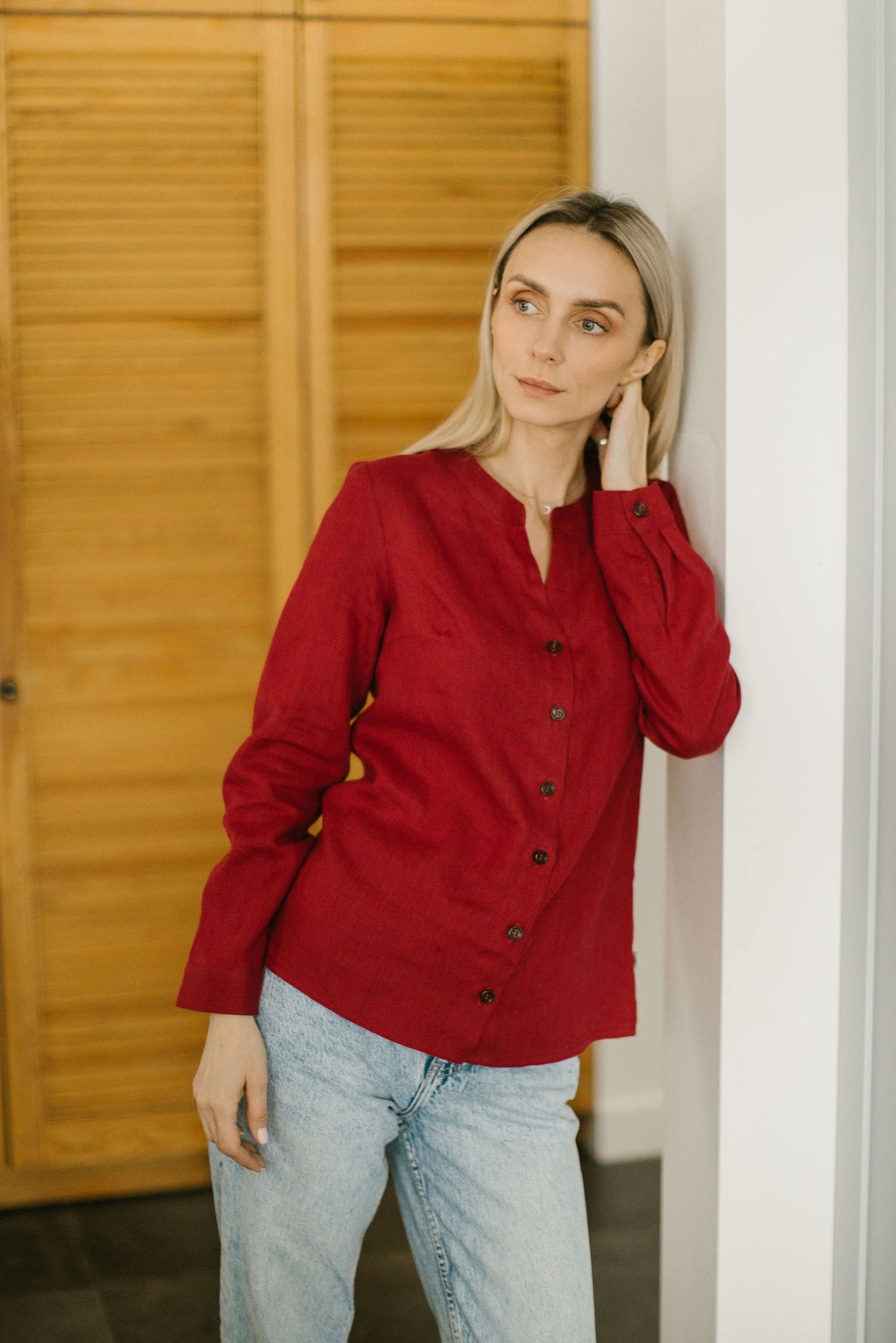 Classic linen button up shirt ANGELIA/READY TO SHIP