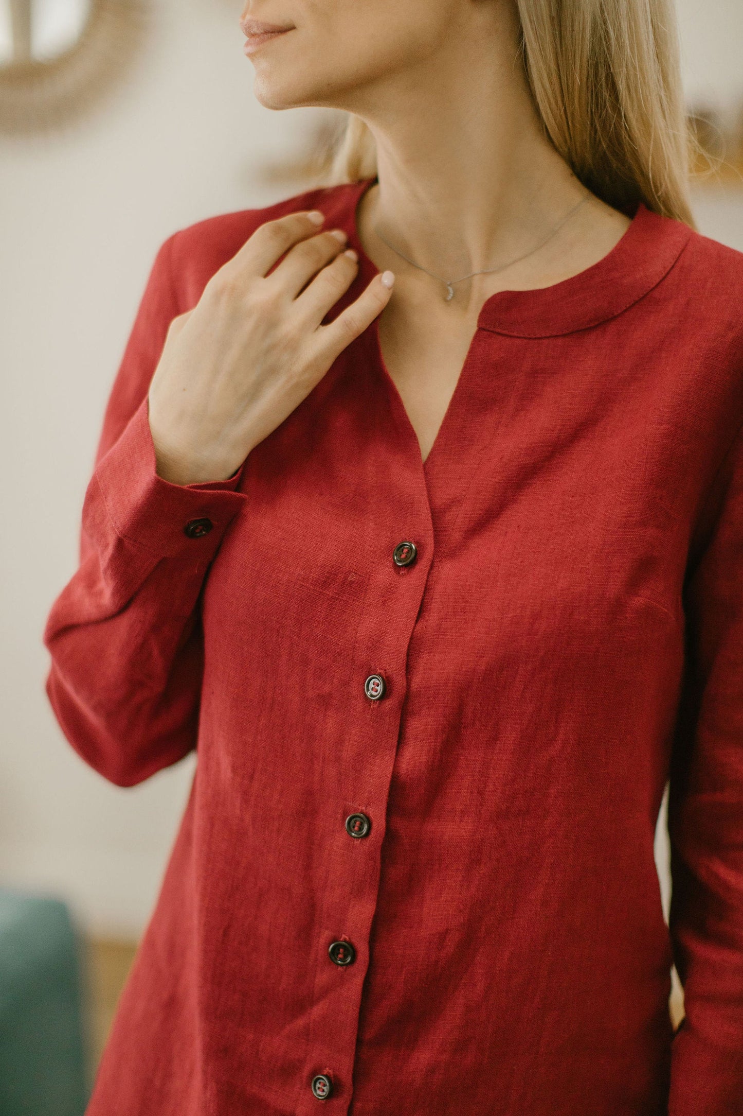 Classic linen button up shirt ANGELIA/READY TO SHIP