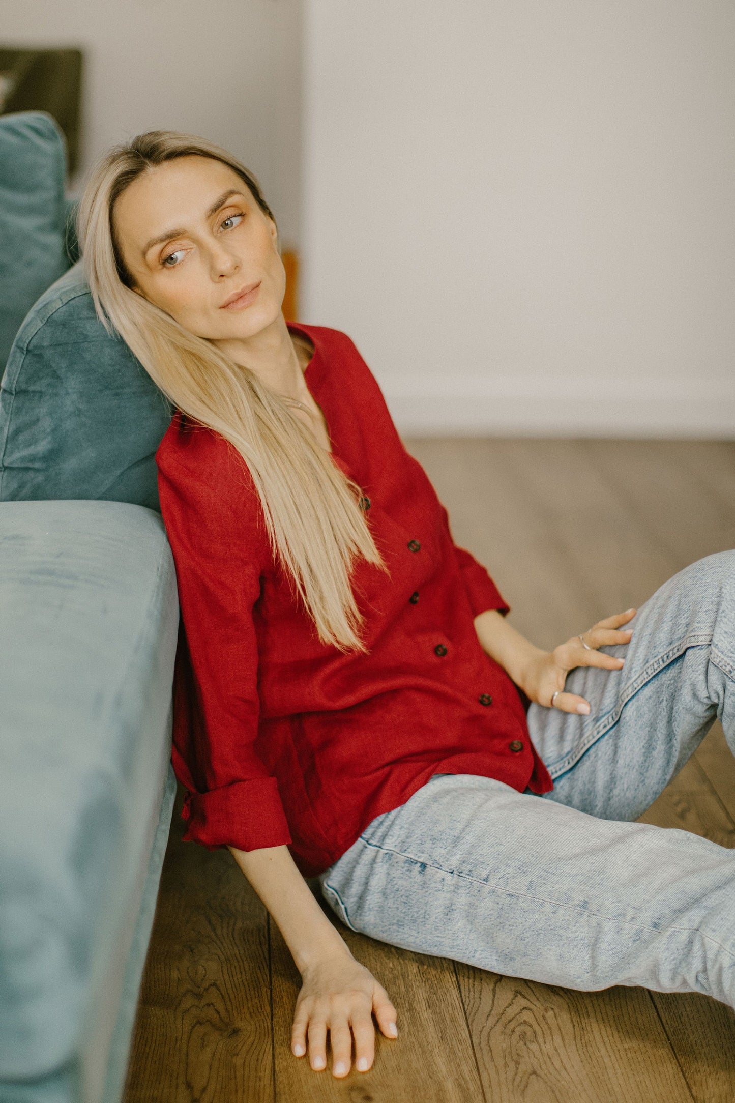 Classic linen button up shirt ANGELIA/READY TO SHIP
