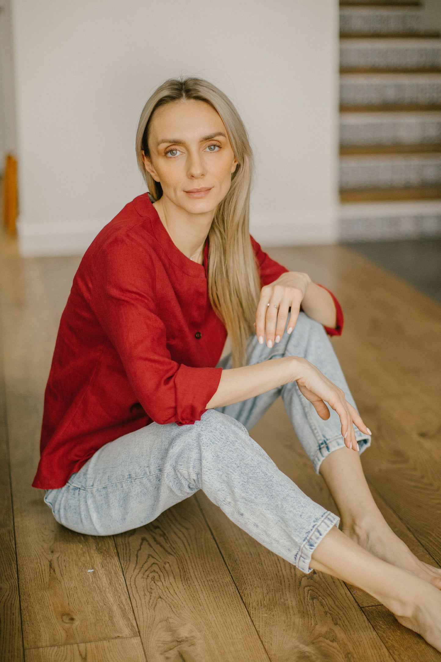 Classic linen button up shirt ANGELIA/READY TO SHIP
