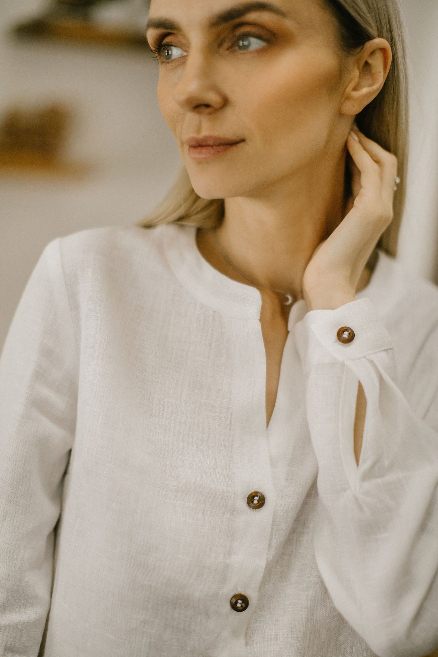 Classic linen button up shirt ANGELIA
