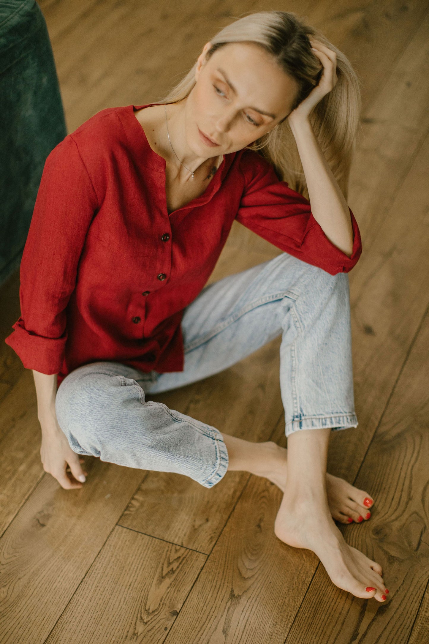 Classic linen button up shirt ANGELIA/READY TO SHIP