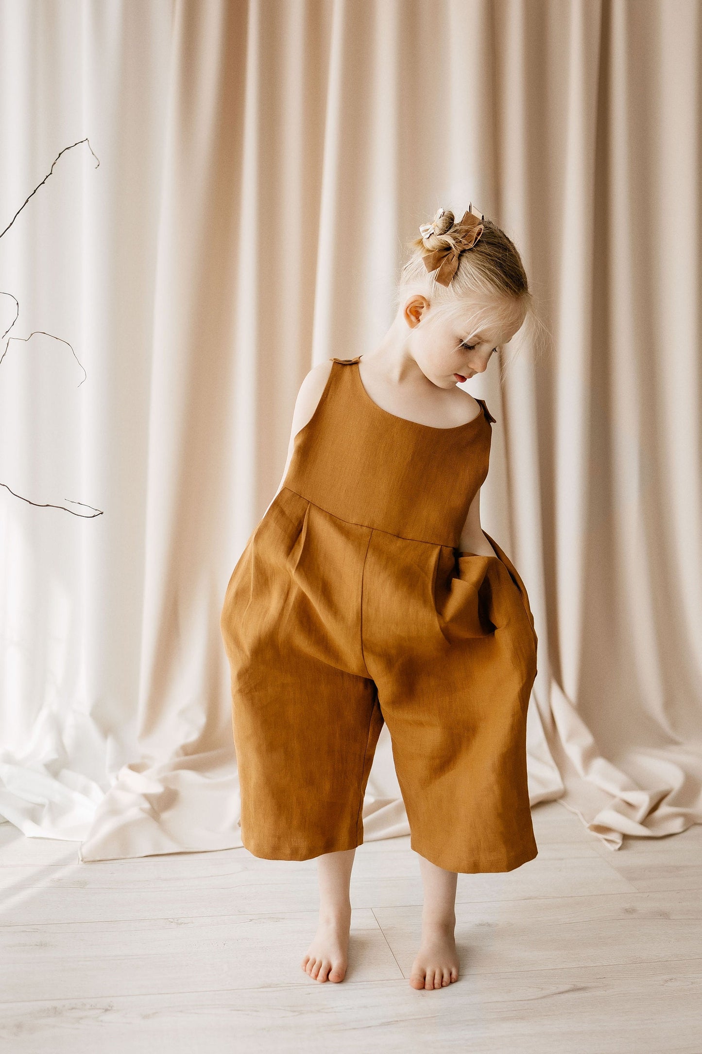 Wide leg style girls linen jumpsuit BLOSSOM