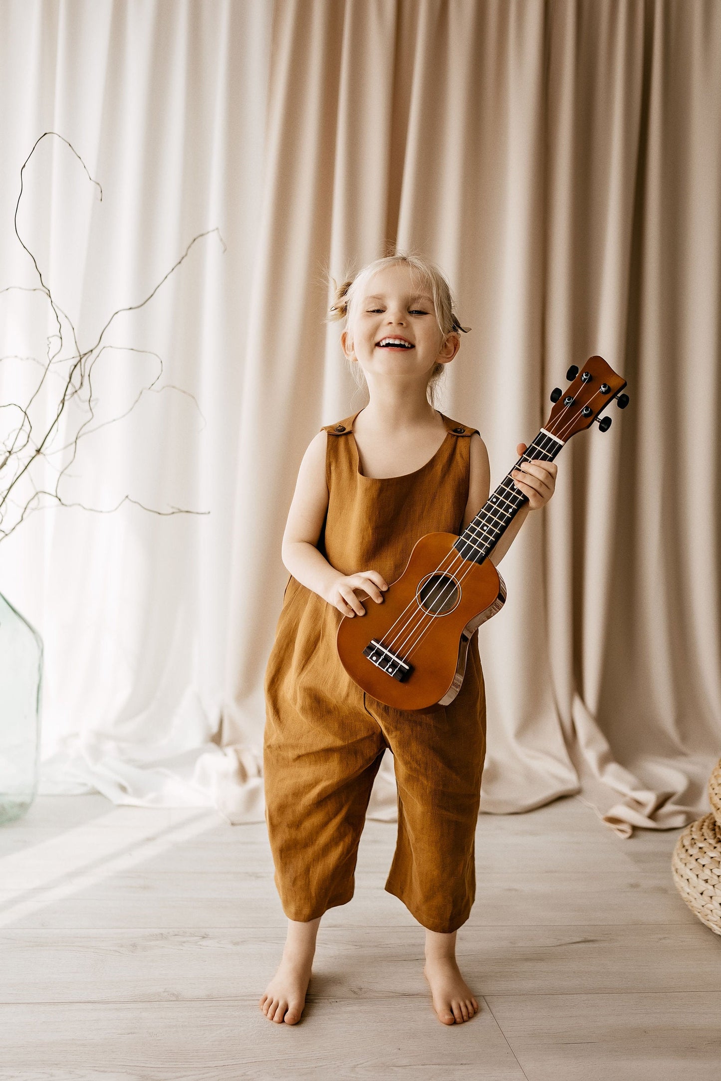 Wide leg style girls linen jumpsuit BLOSSOM