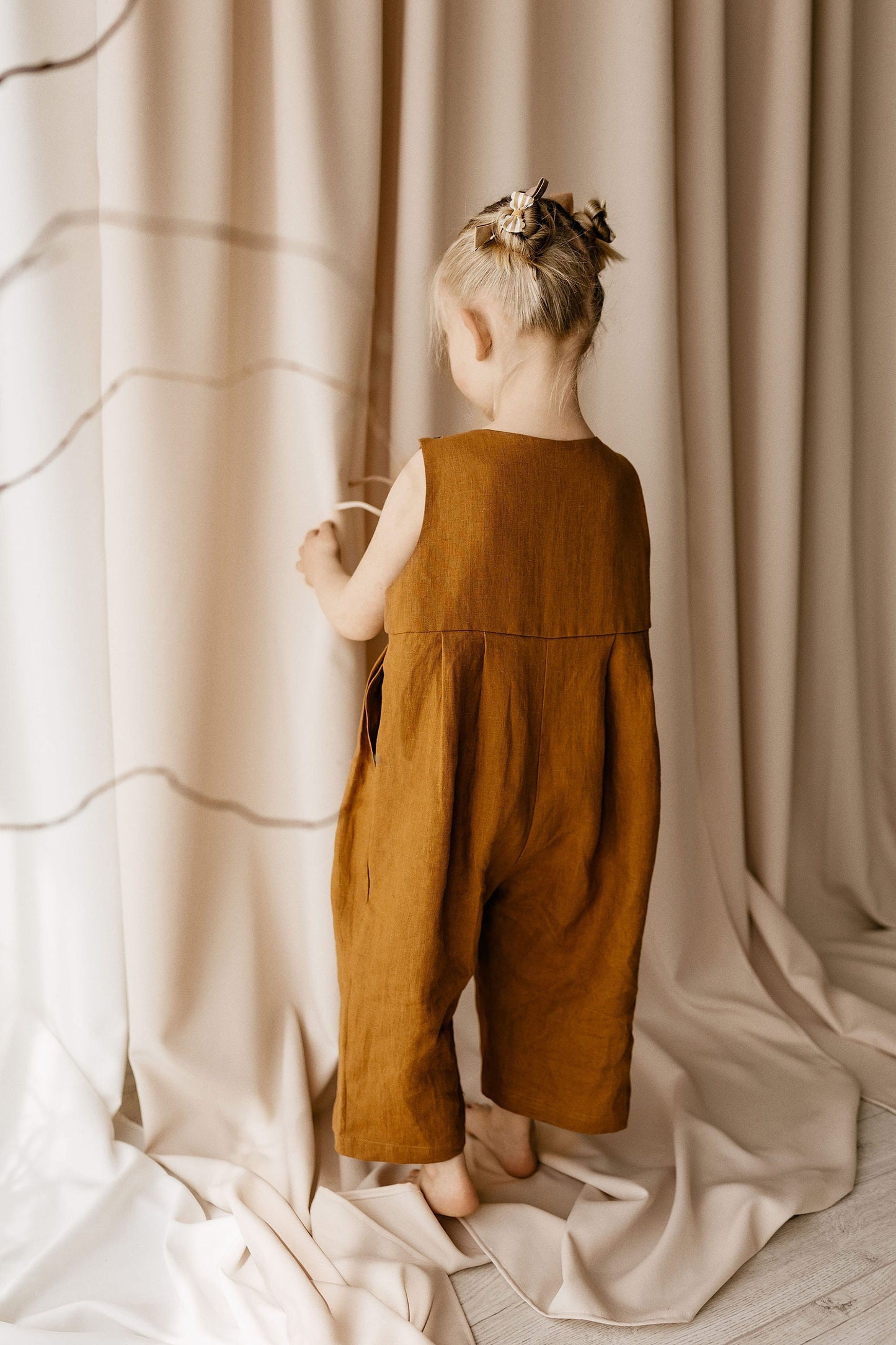 Wide leg style girls linen jumpsuit BLOSSOM