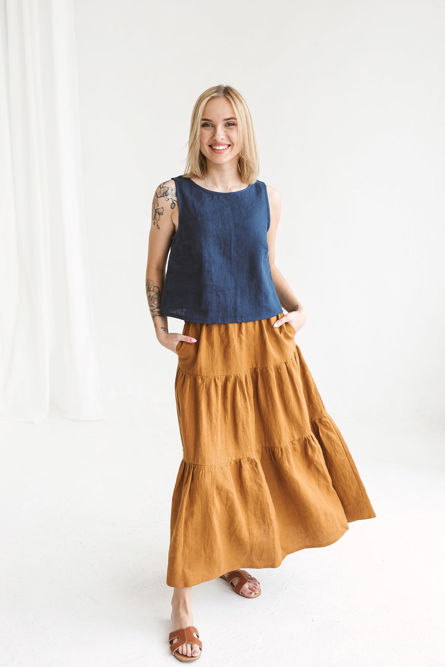 Womens linen maxi skirt CORA
