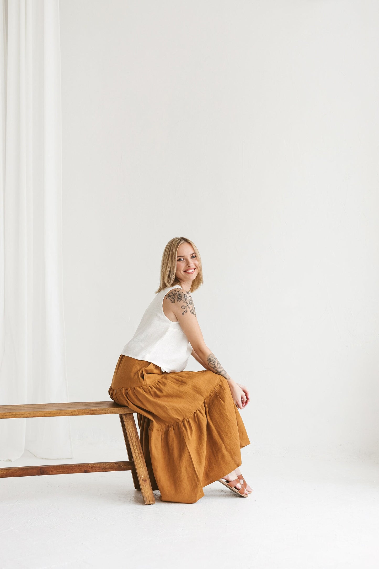 Womens linen maxi skirt CORA